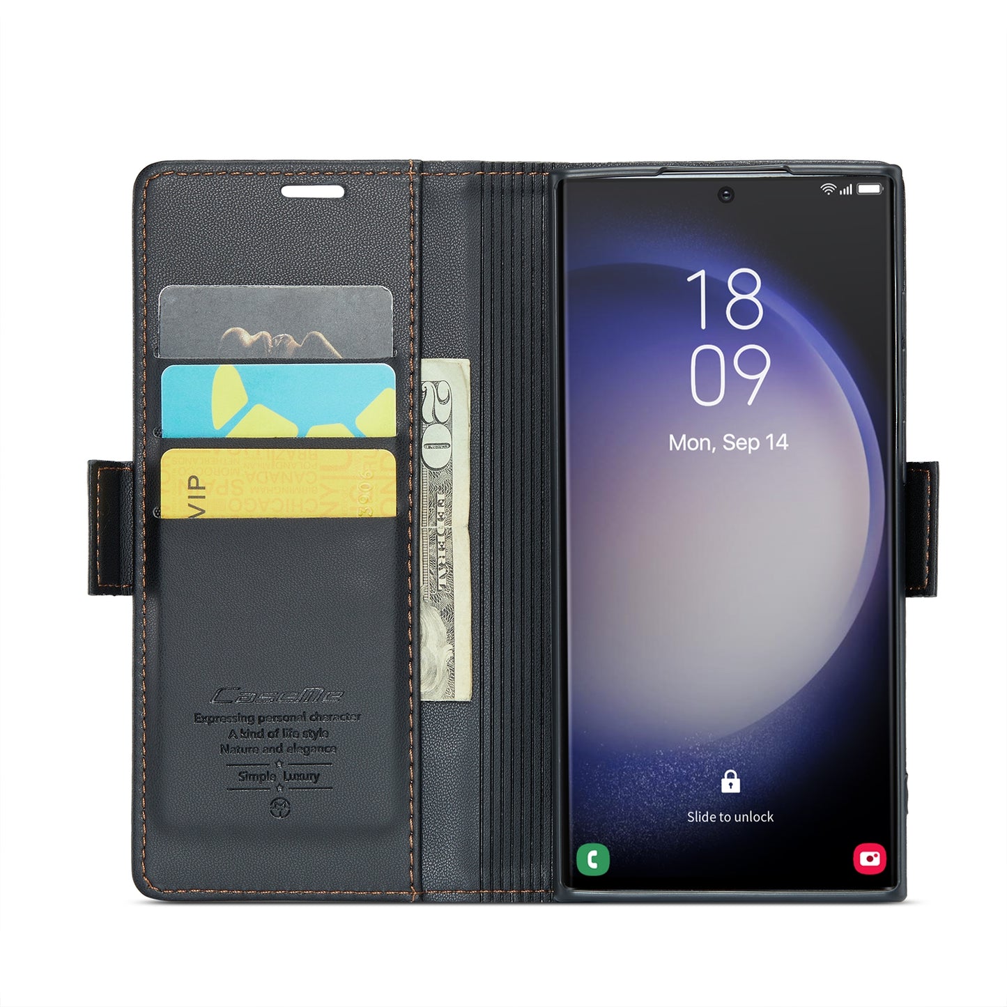Samsung Galaxy S24 Ultra Leather Wallet Case - RFID Blocking, Stand Function, Card Slots
