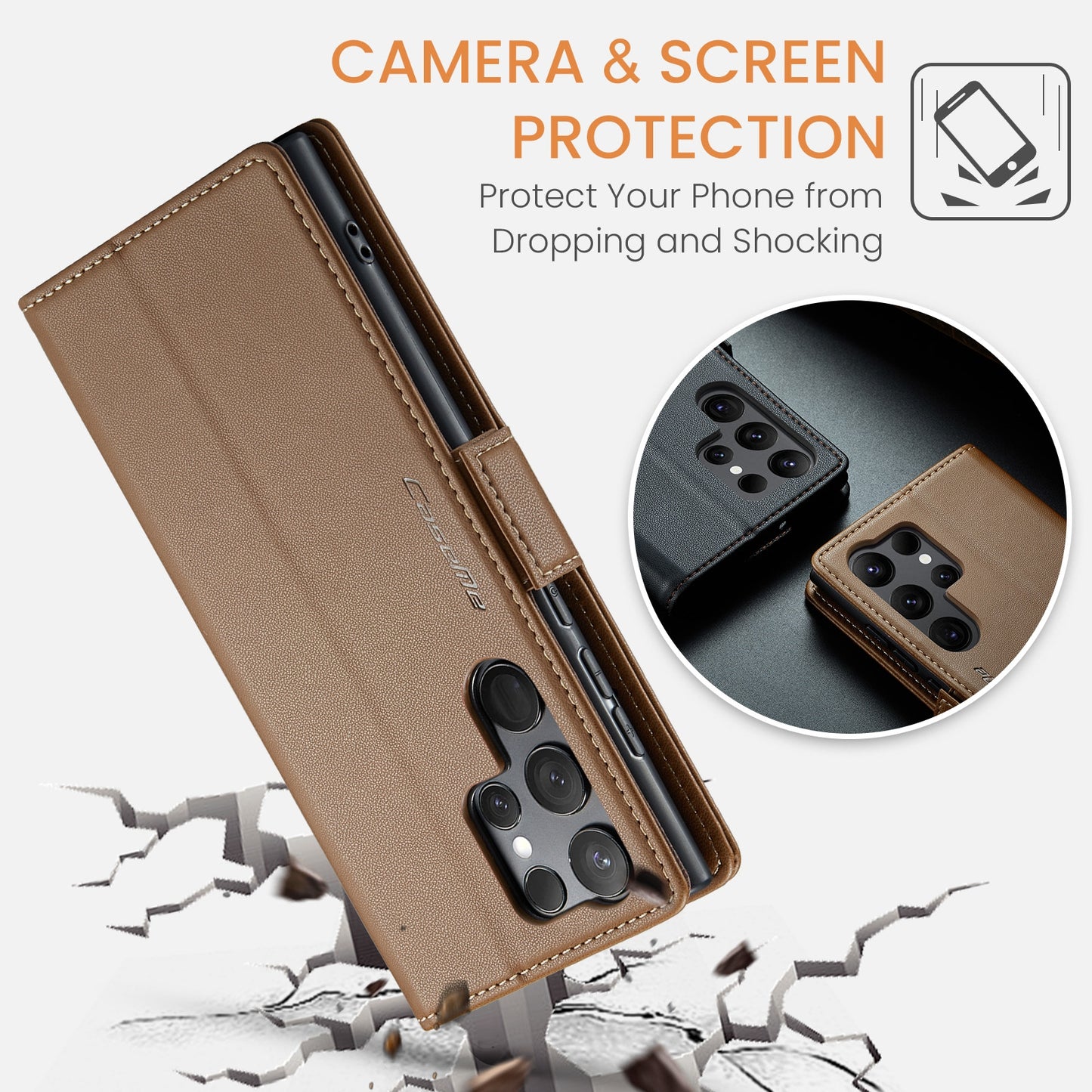 Samsung Galaxy S24 Ultra Leather Wallet Case - RFID Blocking, Stand Function, Card Slots