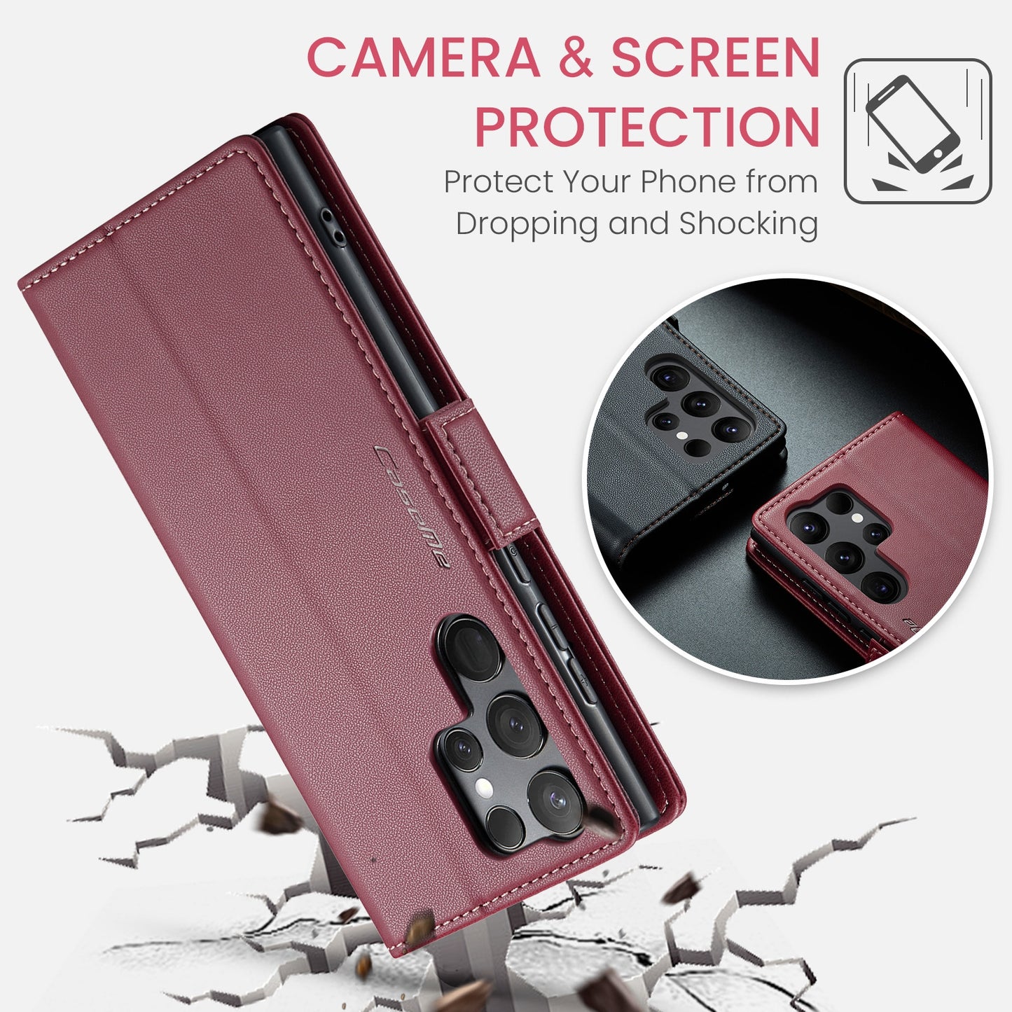 Samsung Galaxy S24 Ultra Leather Wallet Case - RFID Blocking, Stand Function, Card Slots