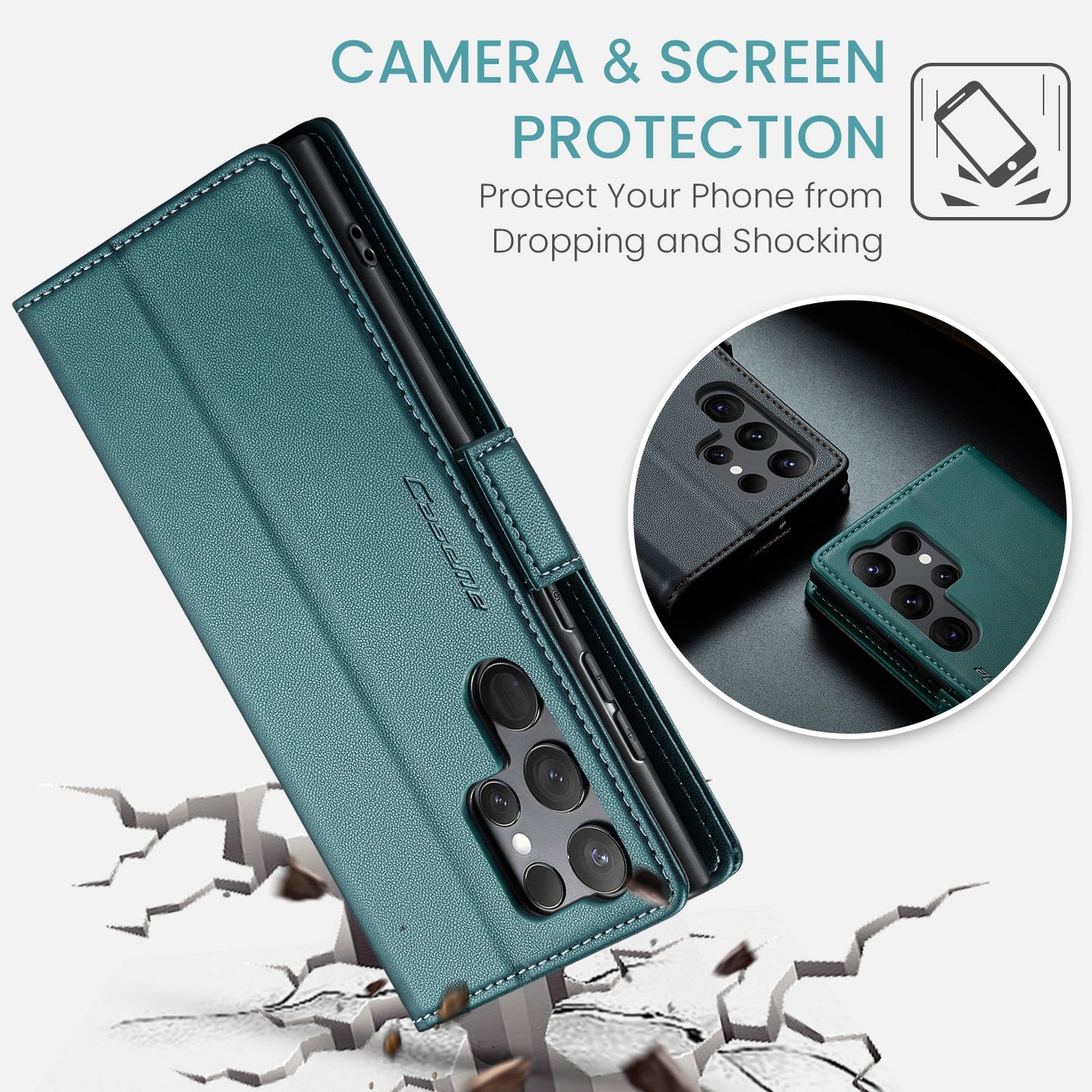 Samsung Galaxy S24 Ultra Leather Wallet Case - RFID Blocking, Stand Function, Card Slots