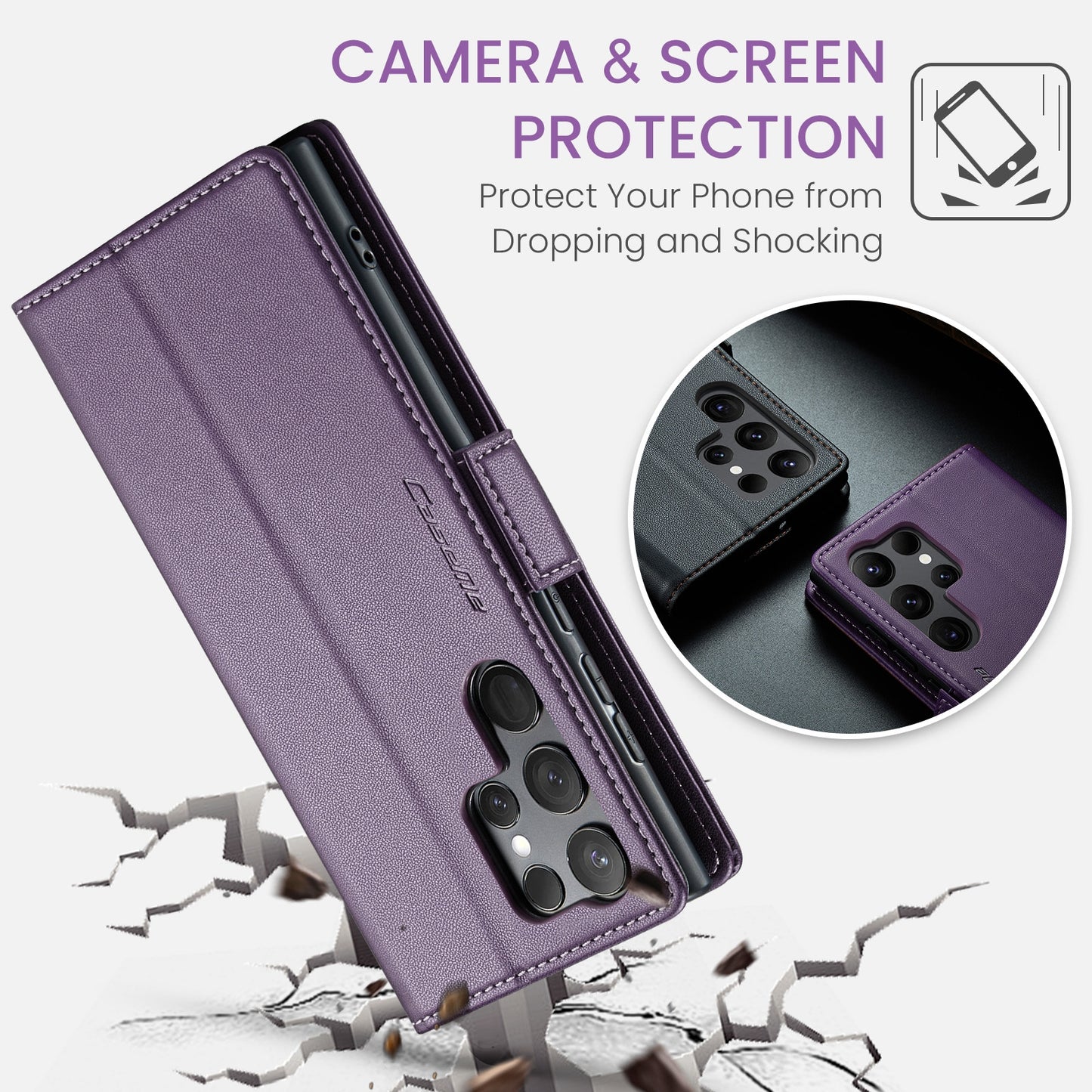Samsung Galaxy S24 Ultra Leather Wallet Case - RFID Blocking, Stand Function, Card Slots