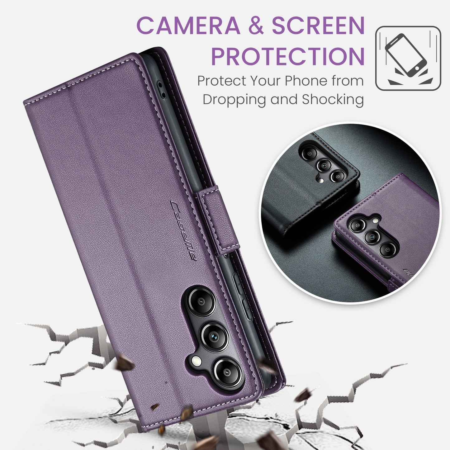 Samsung Galaxy A05s Leather Wallet Case - RFID Blocking, Stand Function, Card Slots