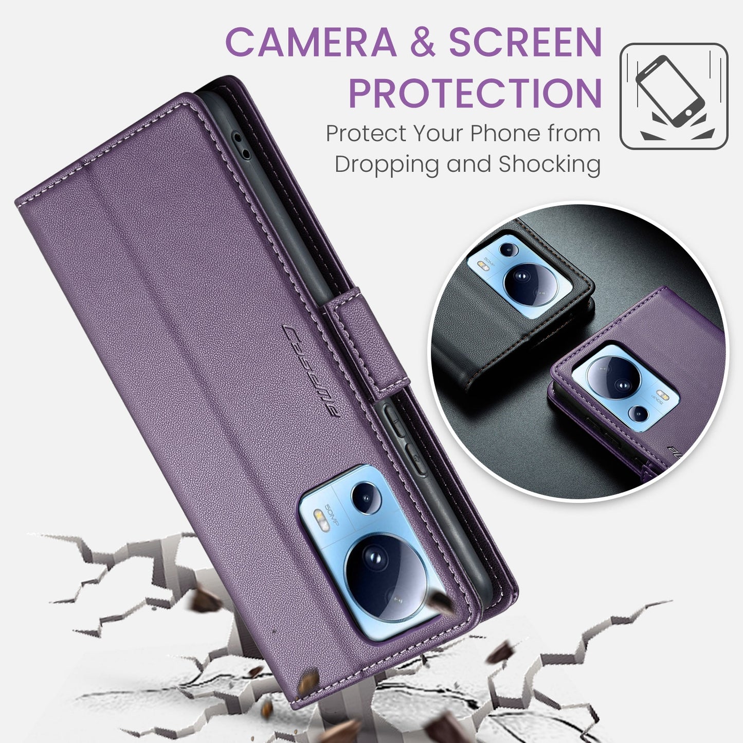 Xiaomi 13 Lite Leather Wallet Case - RFID Blocking, Stand Function, Card Slots