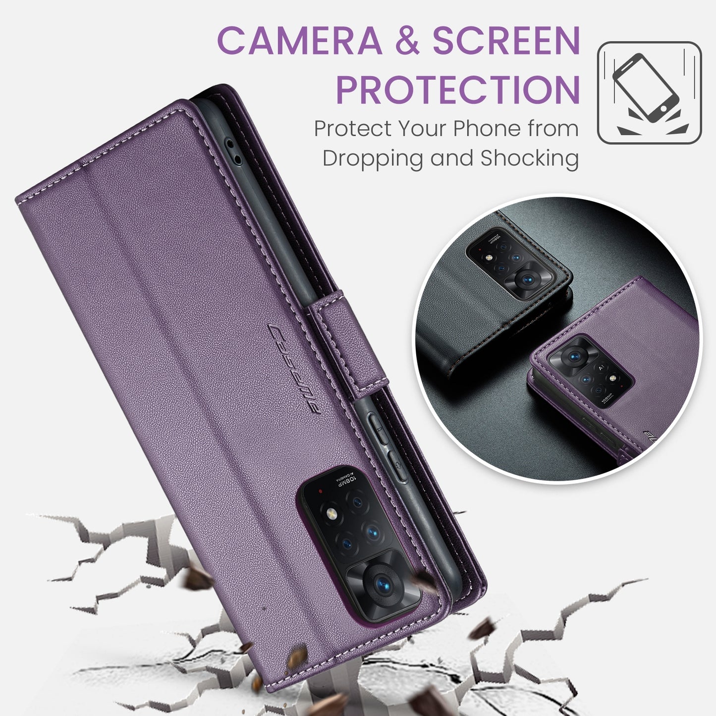 Xiaomi Redmi Note 11 Pro 5G Leather Wallet Case - RFID Blocking, Stand Function, Card Slots