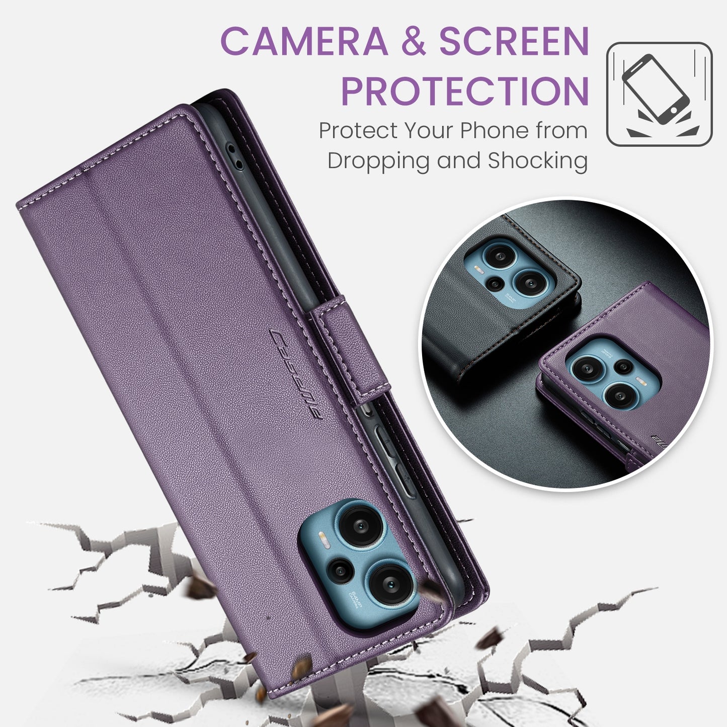 Xiaomi Redmi Note 12 Turbo 5G Leather Wallet Case - RFID Blocking, Stand Function, Card Slots