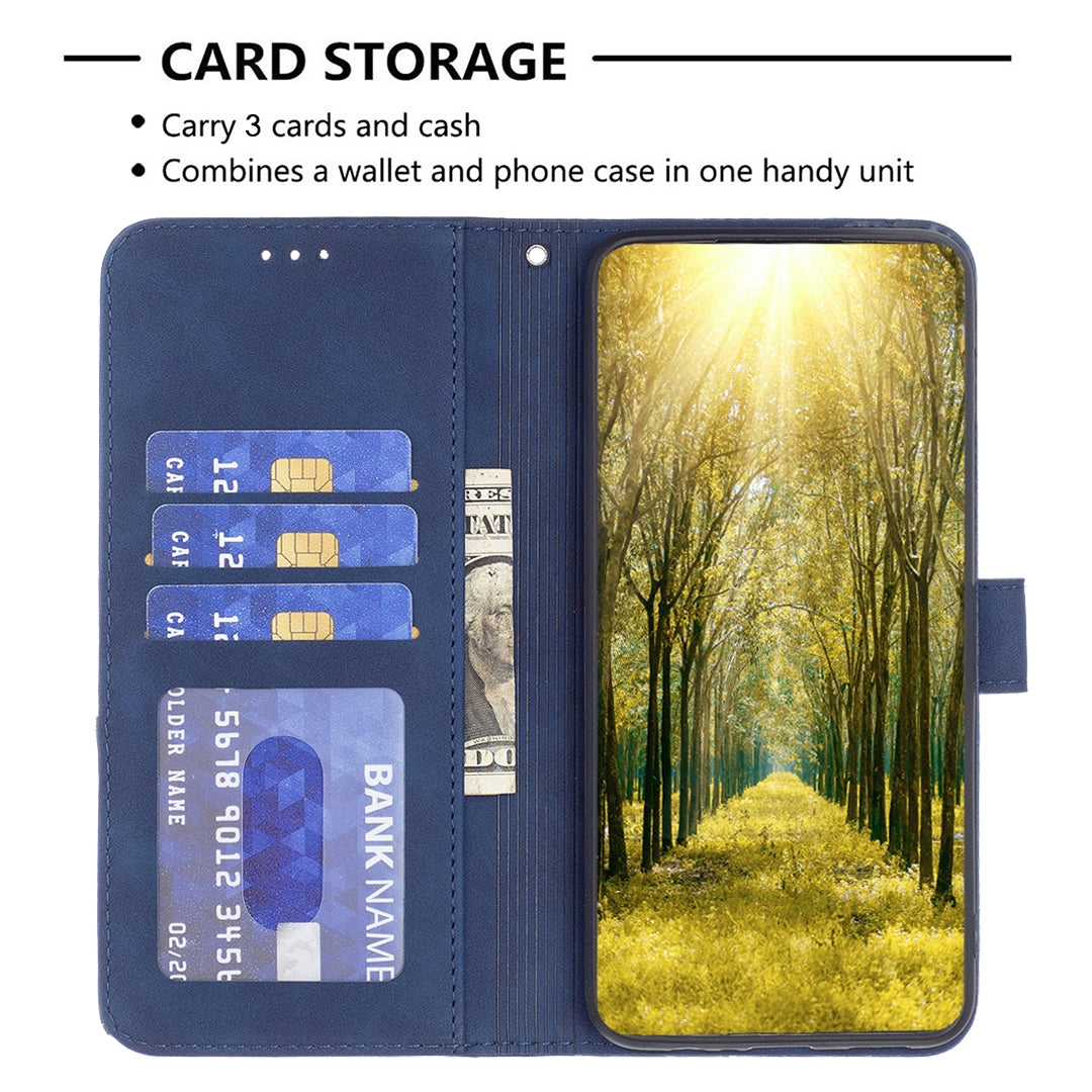 Samsung Galaxy S24 Ultra 5G Wallet Case – Rhombus Texture PU Leather, Magnetic Buckle, Card Slots, Stand Function, Shockproof Protective Cover