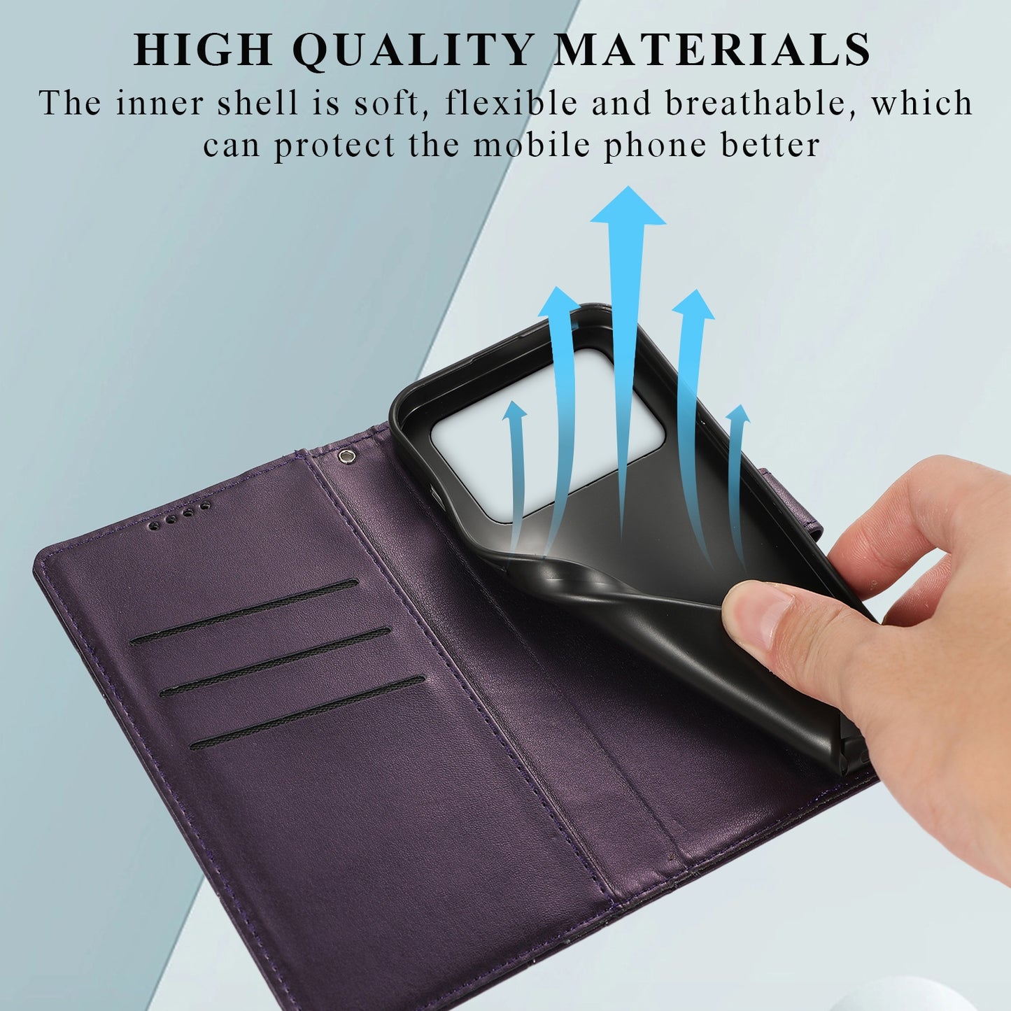 Xiaomi Poco M4 Pro PU Genuine Leather Texture Embossed Line Phone Case with Card Wallet, Kickstand & Wrist Strap