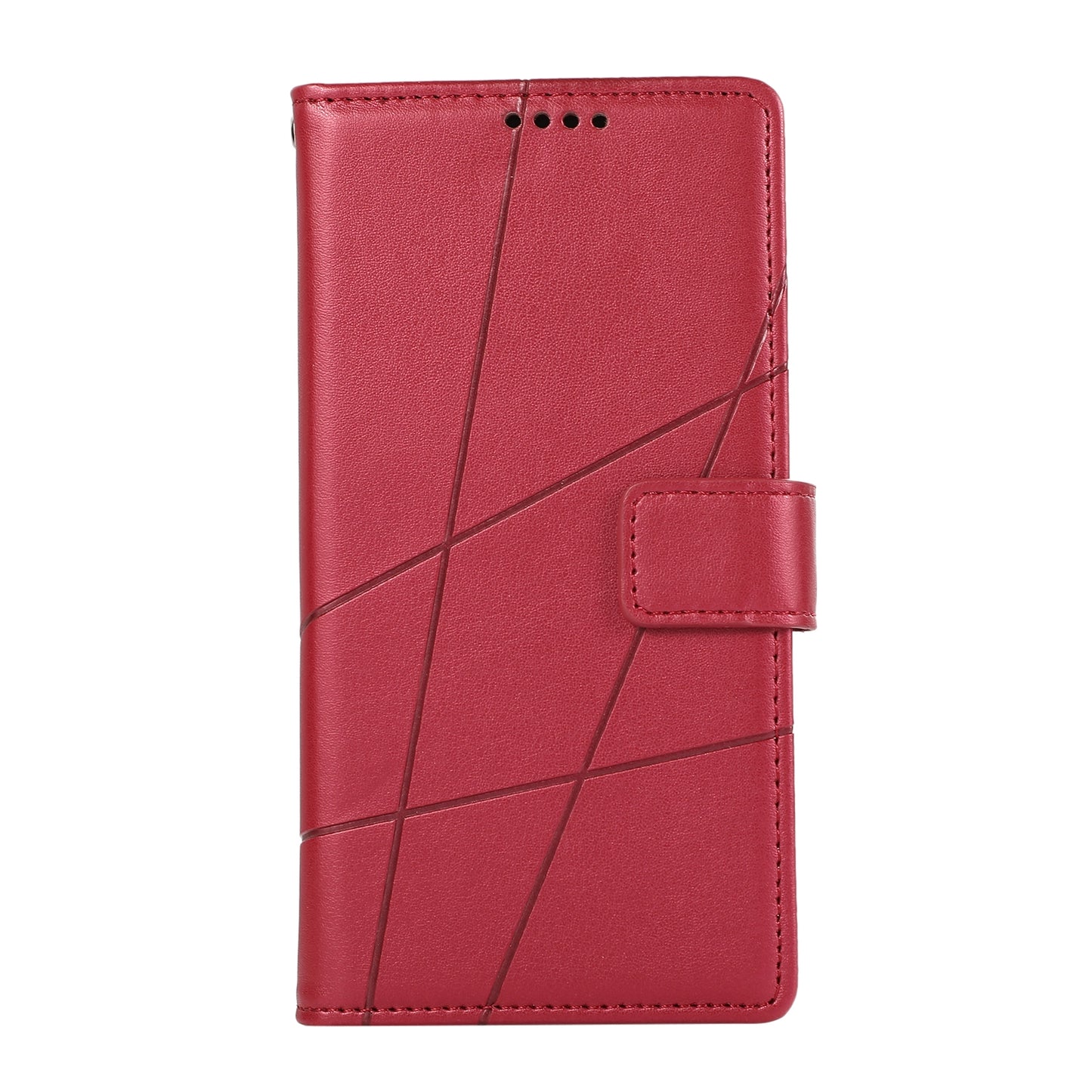 Google Pixel 3a PU Genuine Leather Texture Embossed Line Phone Case with Card Wallet, Kickstand & Wrist Strap