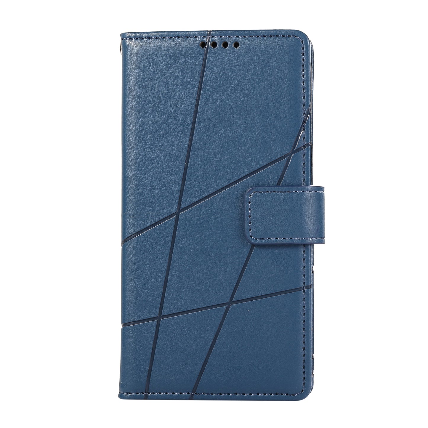 Google Pixel 4a PU Genuine Leather Texture Embossed Line Phone Case with Card Wallet, Kickstand & Wrist Strap