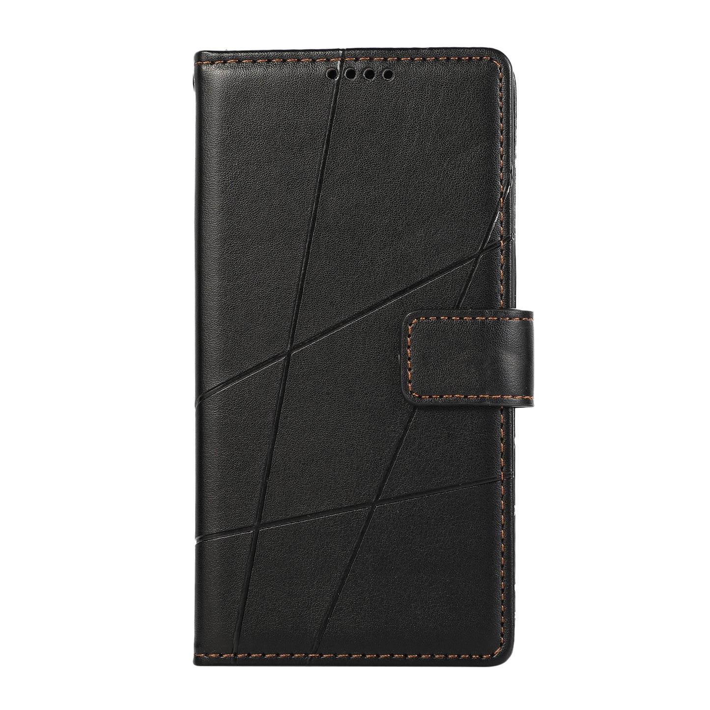 Google Pixel 4a PU Genuine Leather Texture Embossed Line Phone Case with Card Wallet, Kickstand & Wrist Strap