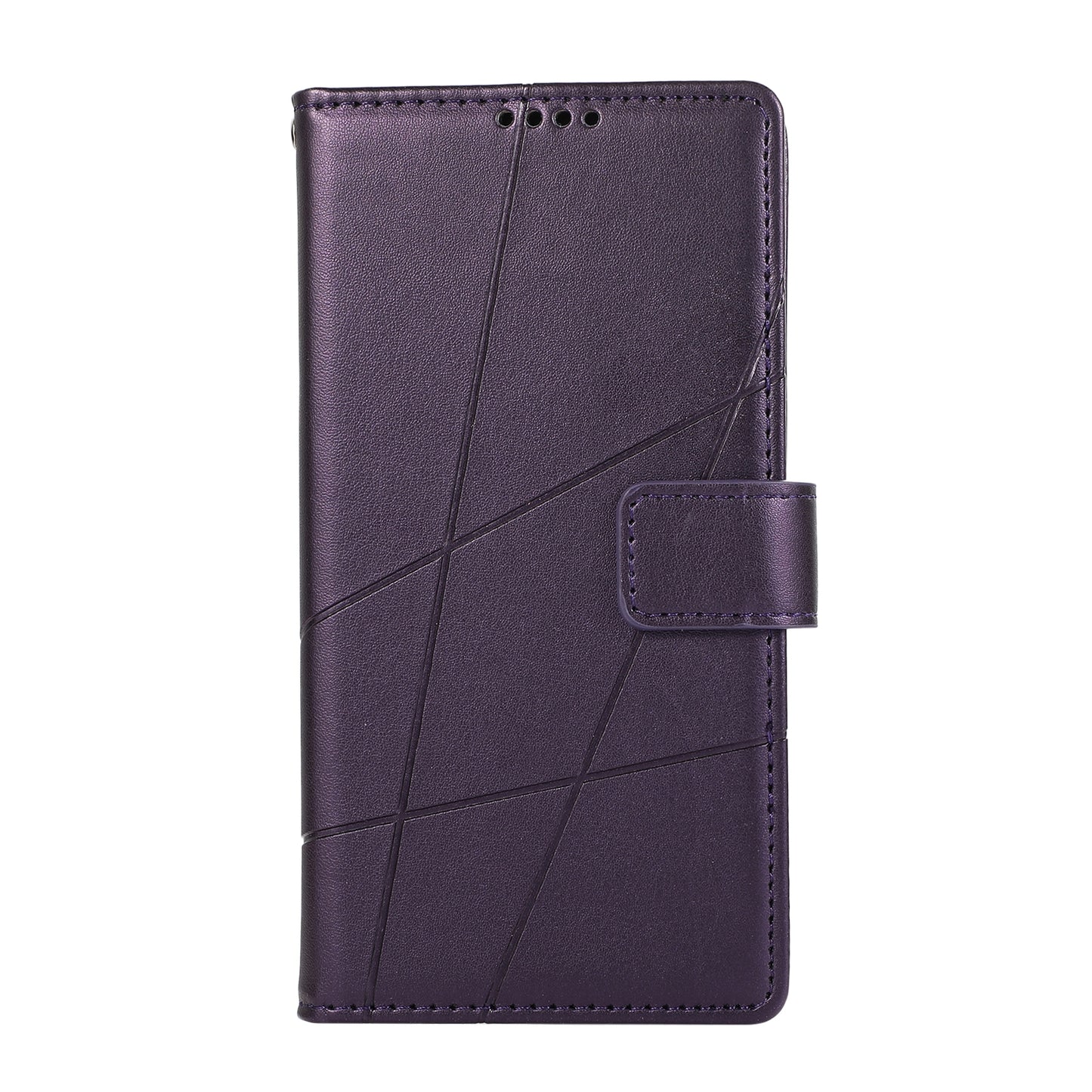 Google Pixel 4a PU Genuine Leather Texture Embossed Line Phone Case with Card Wallet, Kickstand & Wrist Strap