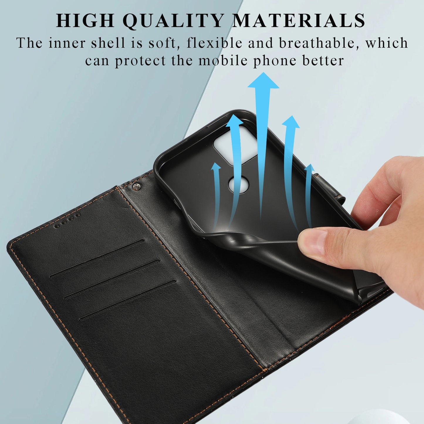Google Pixel 5a 5G PU Genuine Leather Texture Embossed Line Phone Case with Card Wallet, Kickstand & Wrist Strap