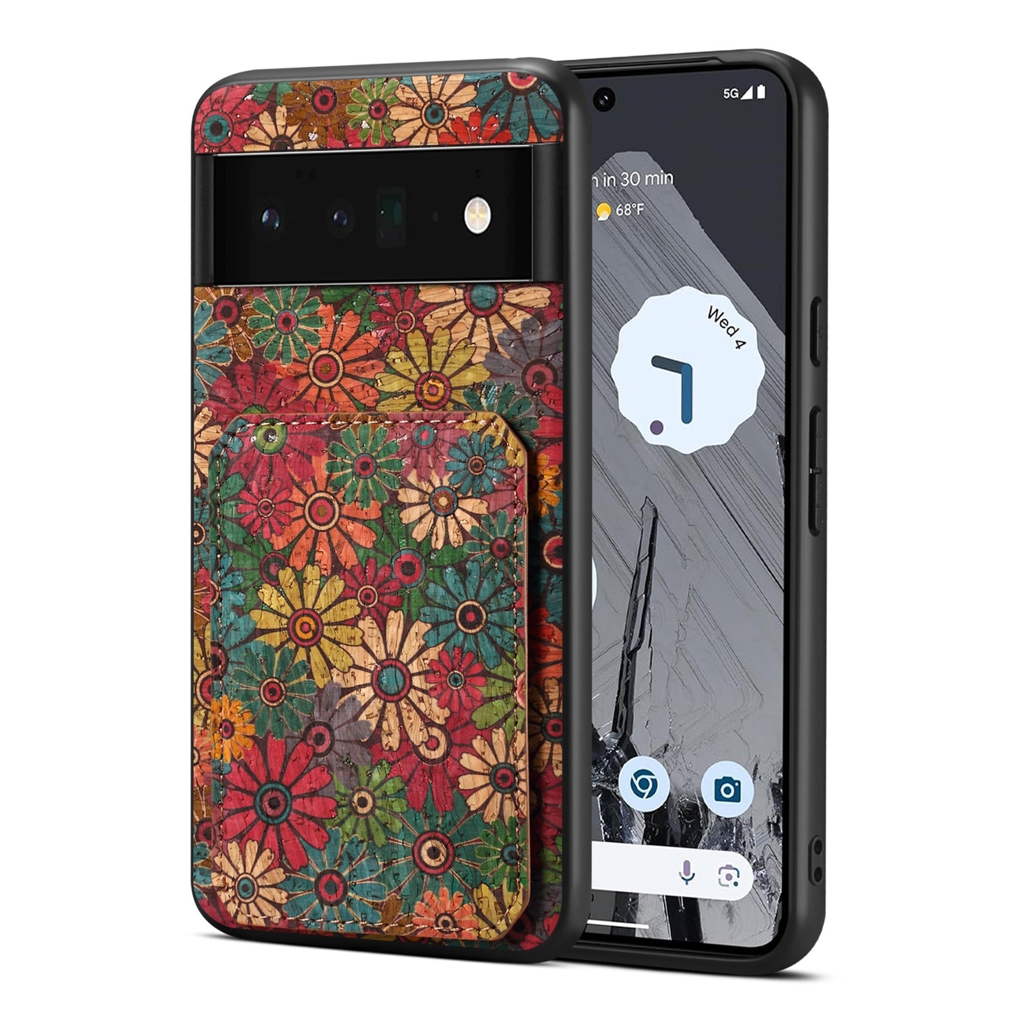 Google Pixel 6 Dual Card Slot Holder Phone Case – Patterned Design, Scratch & Dirt Protection, Convenient Holder