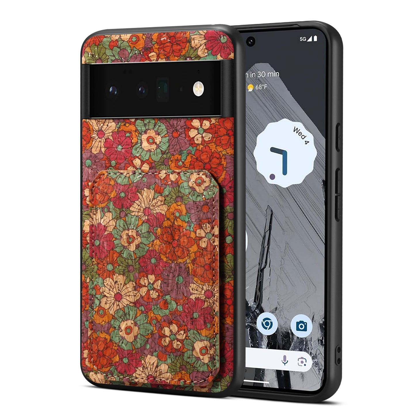 Google Pixel 6 Dual Card Slot Holder Phone Case – Patterned Design, Scratch & Dirt Protection, Convenient Holder