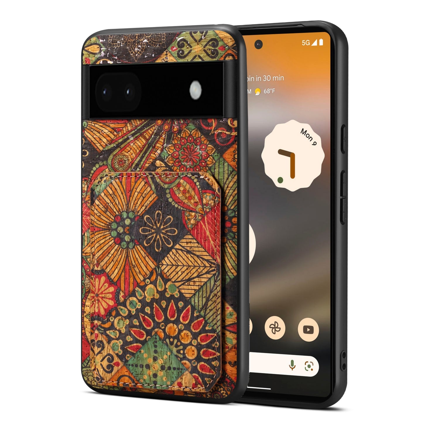Google Pixel 6a Dual Card Slot Holder Phone Case – Patterned Design, Scratch & Dirt Protection, Convenient Holder