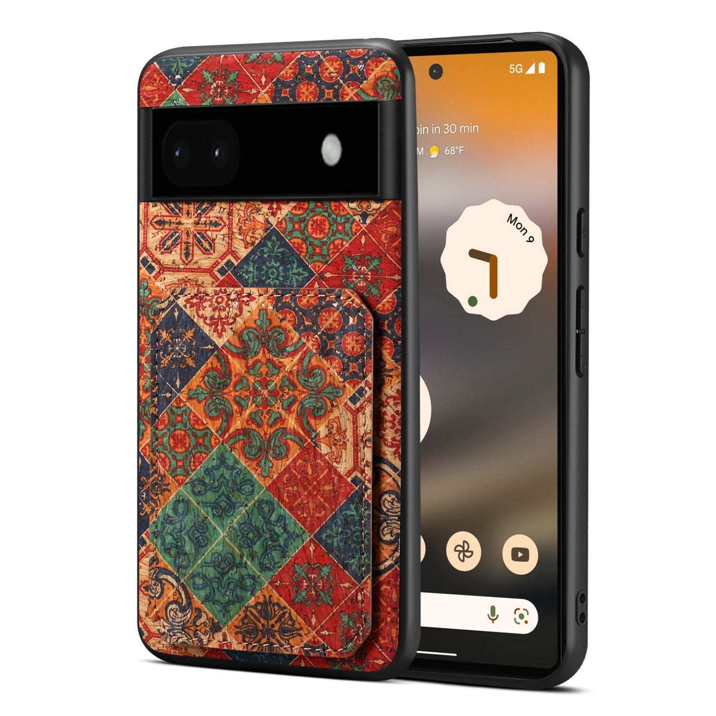 Google Pixel 6a Dual Card Slot Holder Phone Case – Patterned Design, Scratch & Dirt Protection, Convenient Holder