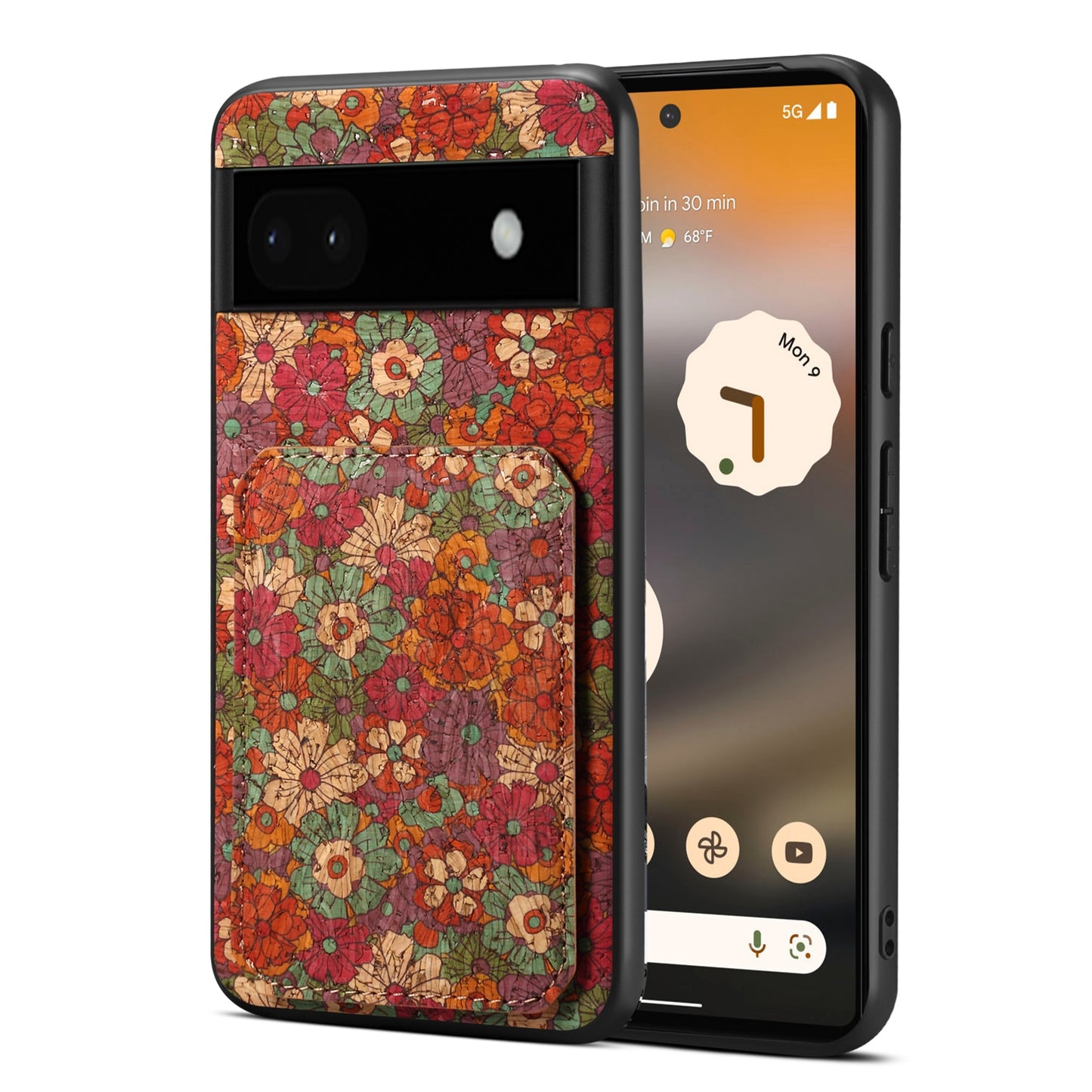 Google Pixel 6a Dual Card Slot Holder Phone Case – Patterned Design, Scratch & Dirt Protection, Convenient Holder