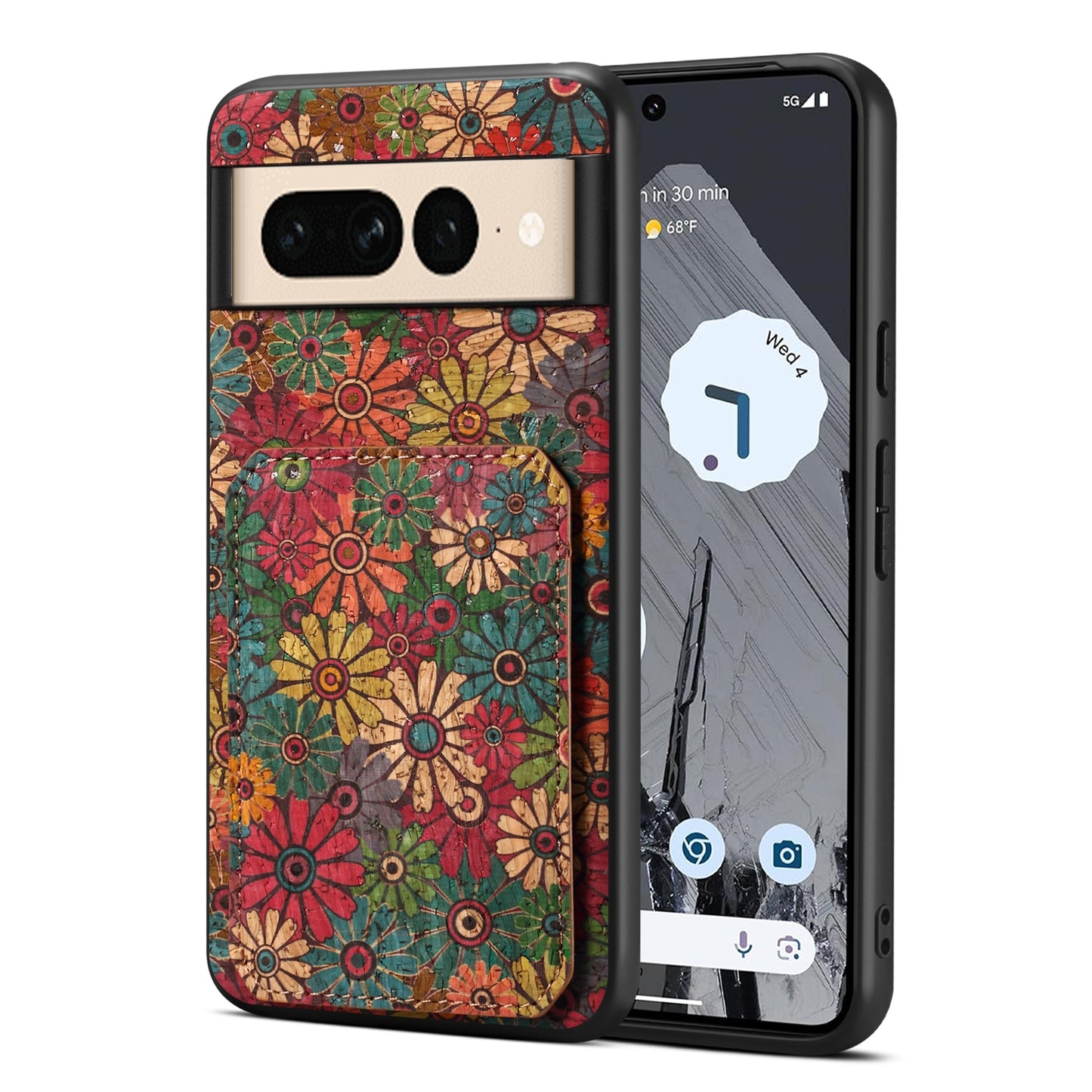 Google Pixel 7 Dual Card Slot Holder Phone Case – Patterned Design, Scratch & Dirt Protection, Convenient Holder