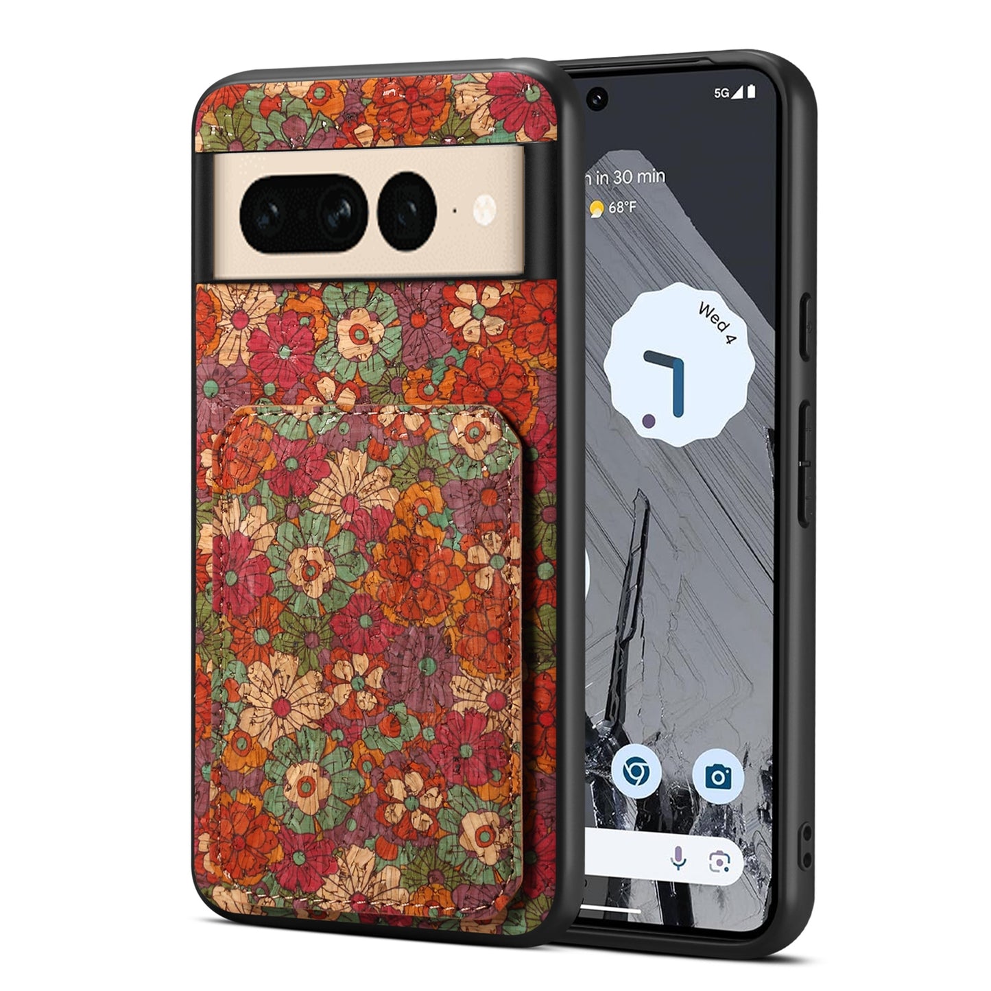 Google Pixel 7 Pro Dual Card Slot Holder Phone Case – Patterned Design, Scratch & Dirt Protection, Convenient Holder