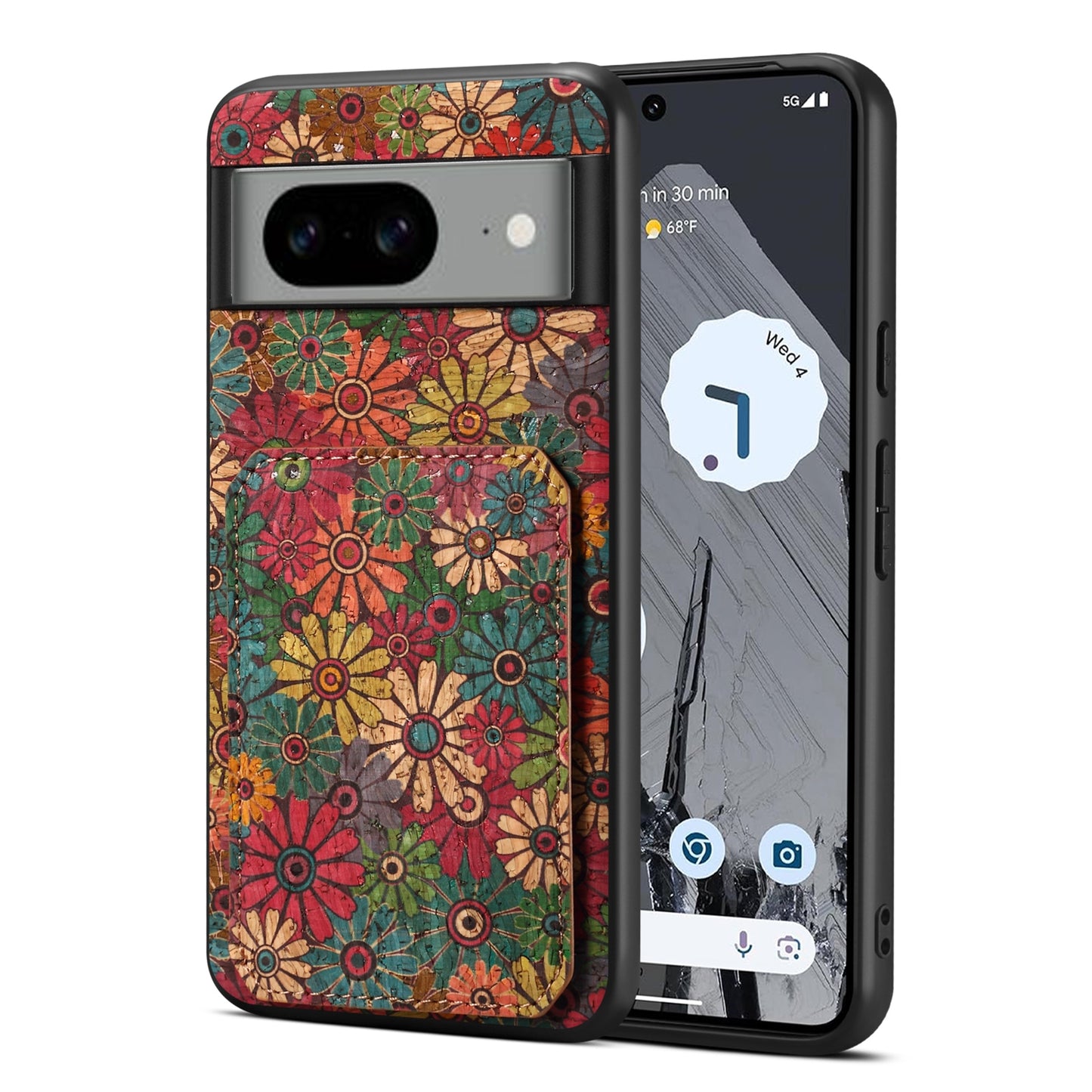 Google Pixel 7a Dual Card Slot Holder Phone Case – Patterned Design, Scratch & Dirt Protection, Convenient Holder