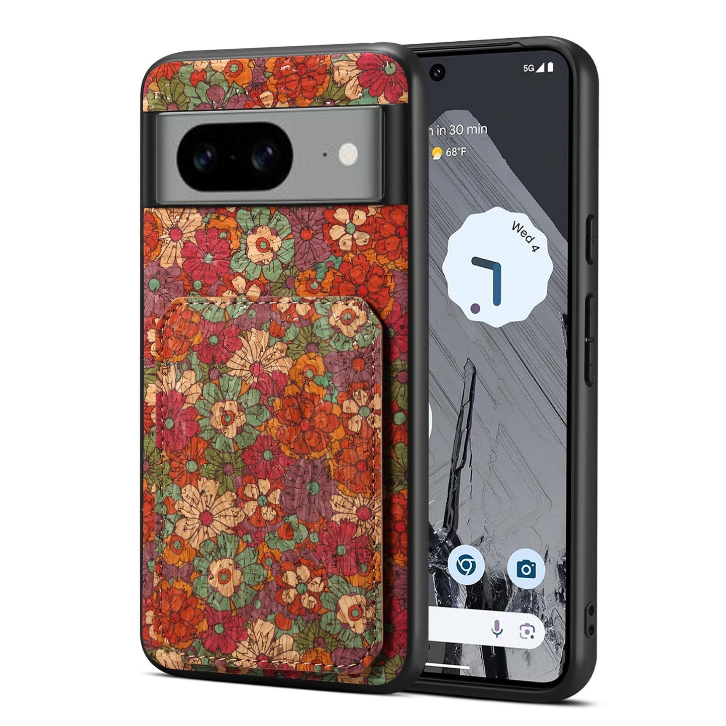 Google Pixel 7a Dual Card Slot Holder Phone Case – Patterned Design, Scratch & Dirt Protection, Convenient Holder