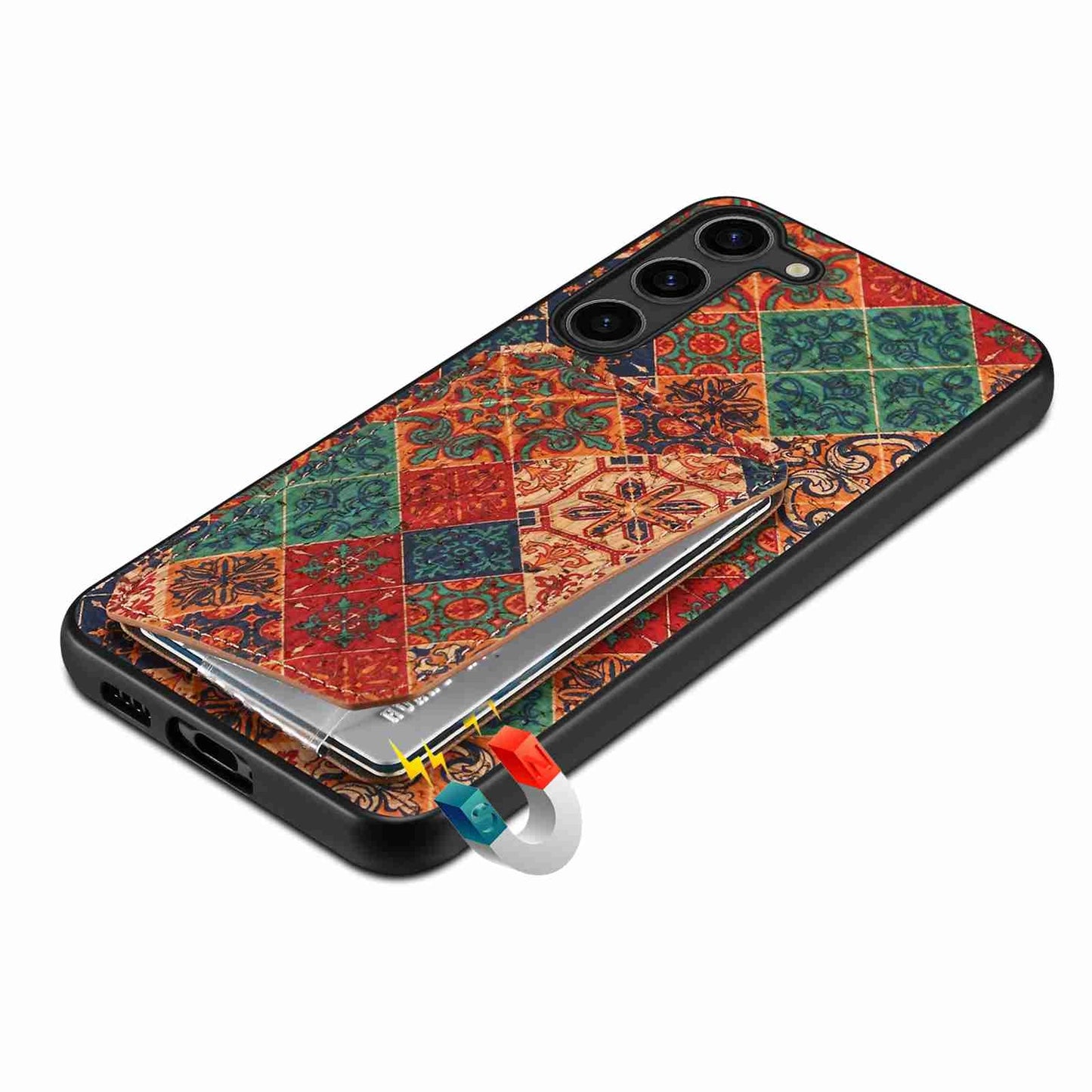 Samsung Galaxy S24 Ultra 5G Dual Card Slot Holder Phone Case – Patterned Design, Scratch & Dirt Protection, Convenient Holder