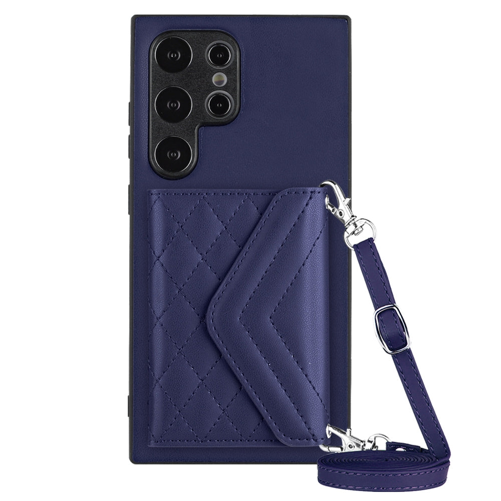 Samsung Galaxy S24 Ultra 5G Leather Case with Card Holder & RFID Protection, Long Lanyard Included