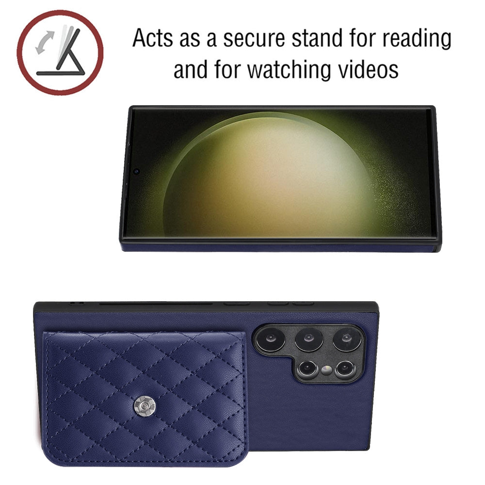 Samsung Galaxy S24 Ultra 5G Leather Case with Card Holder & RFID Protection, Long Lanyard Included