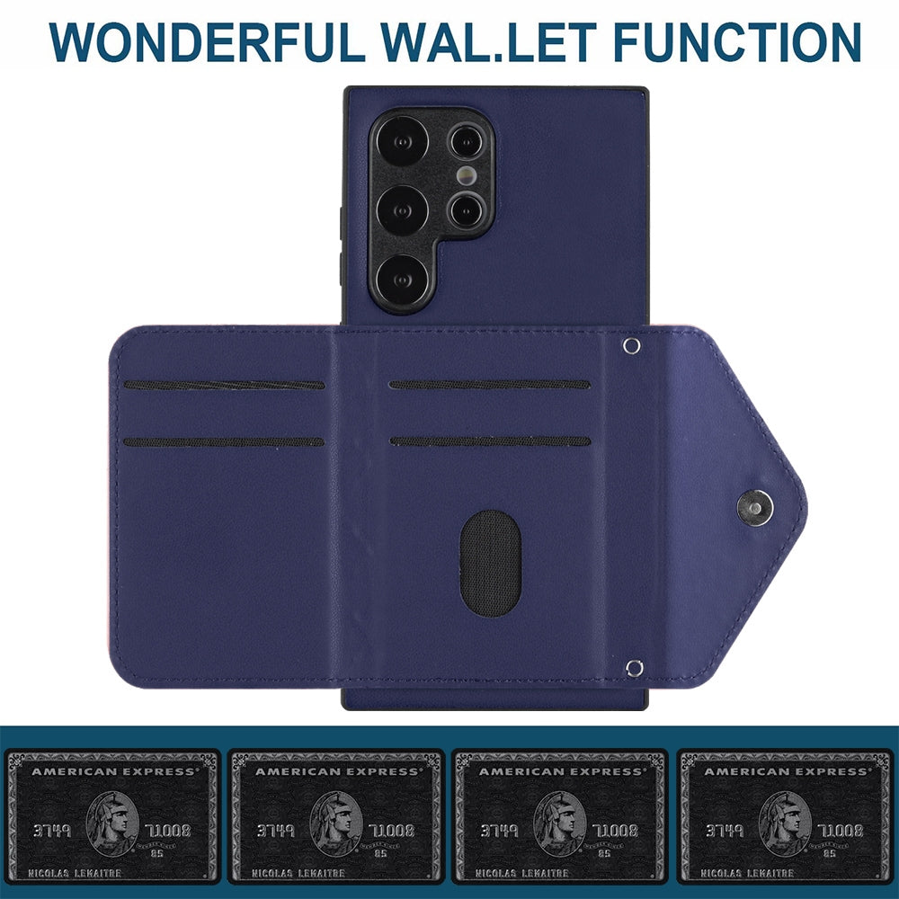 Samsung Galaxy S24 Ultra 5G Leather Case with Card Holder & RFID Protection, Long Lanyard Included