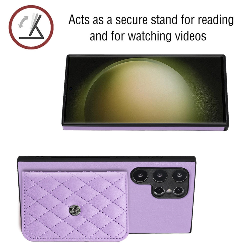 Samsung Galaxy S24 Ultra 5G Leather Case with Card Holder & RFID Protection, Long Lanyard Included