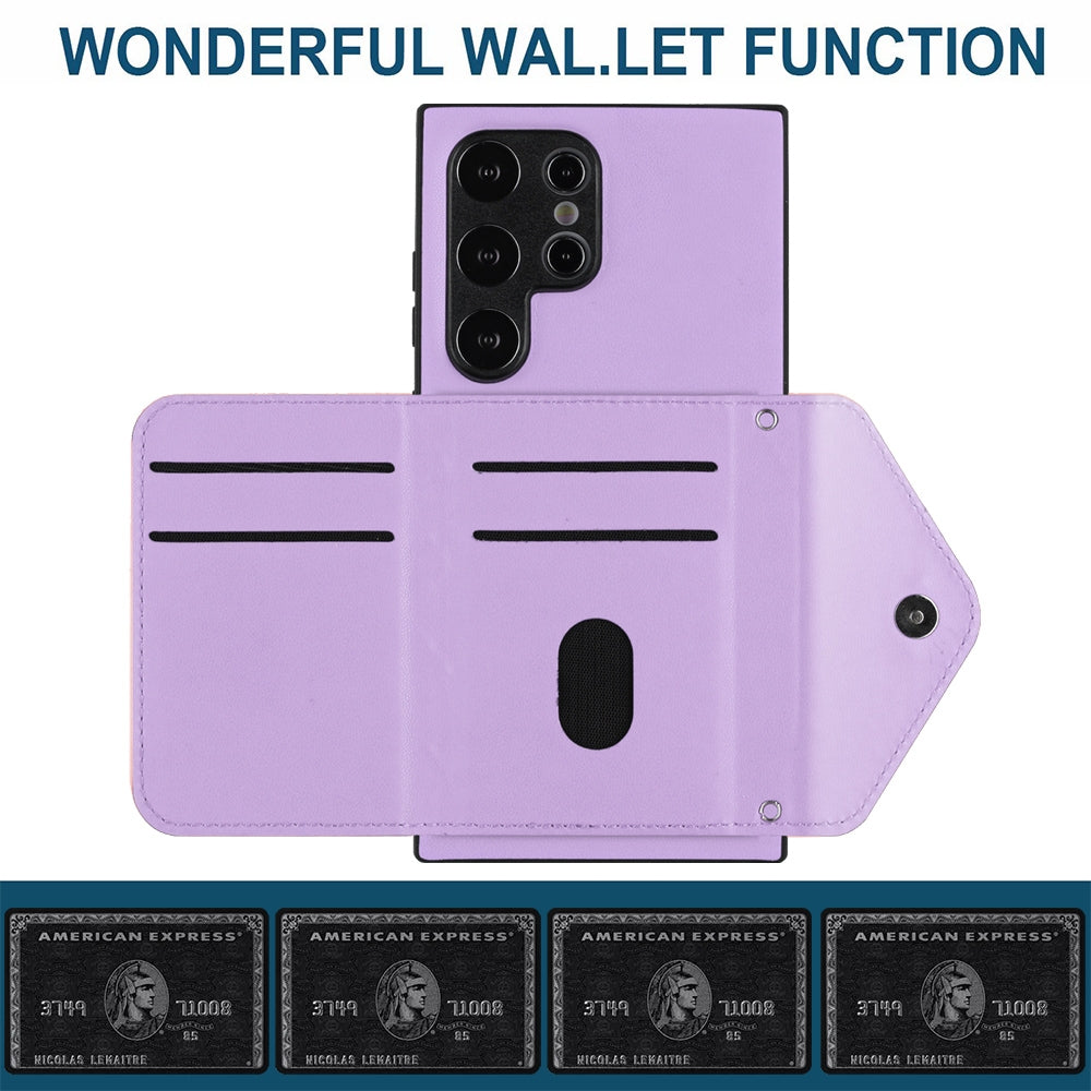 Samsung Galaxy S24 Ultra 5G Leather Case with Card Holder & RFID Protection, Long Lanyard Included