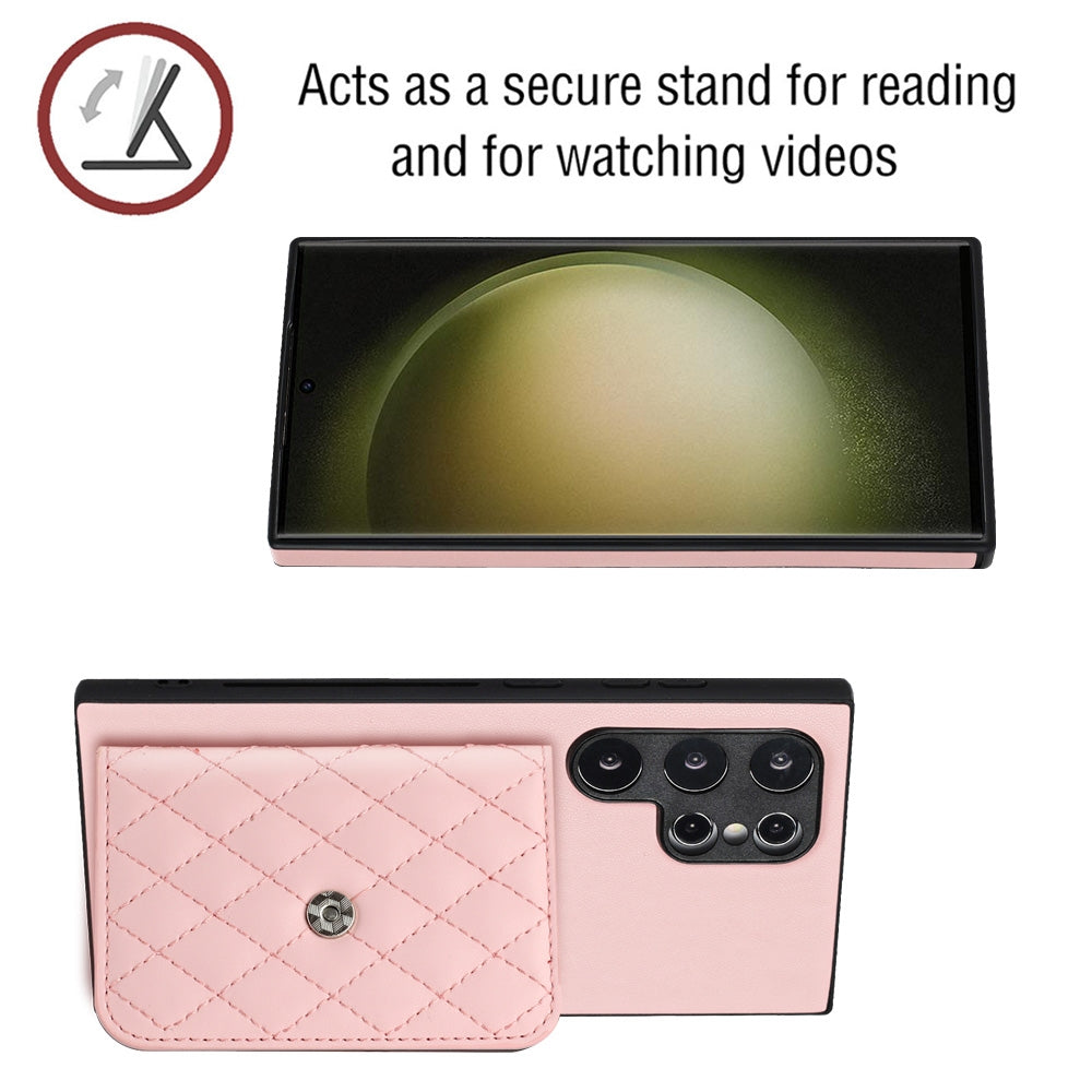 Samsung Galaxy S24 Ultra 5G Leather Case with Card Holder & RFID Protection, Long Lanyard Included