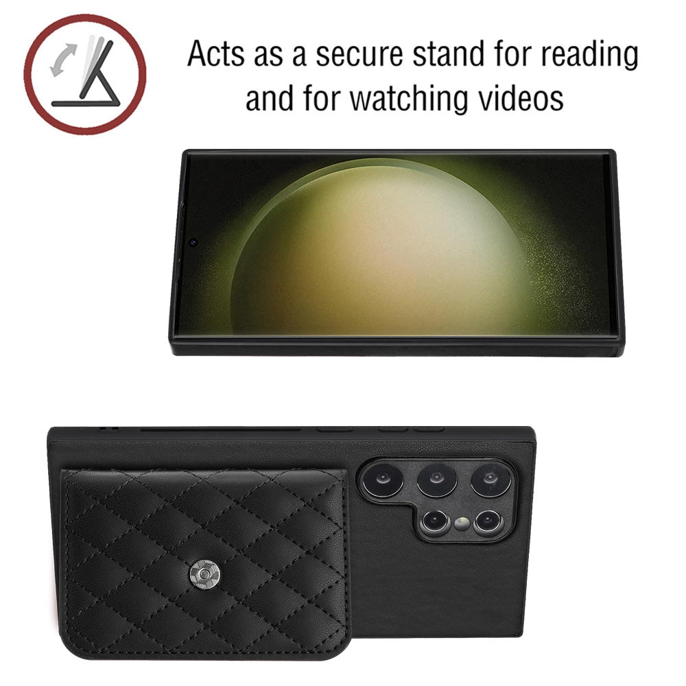 Samsung Galaxy S24 Ultra 5G Leather Case with Card Holder & RFID Protection, Long Lanyard Included