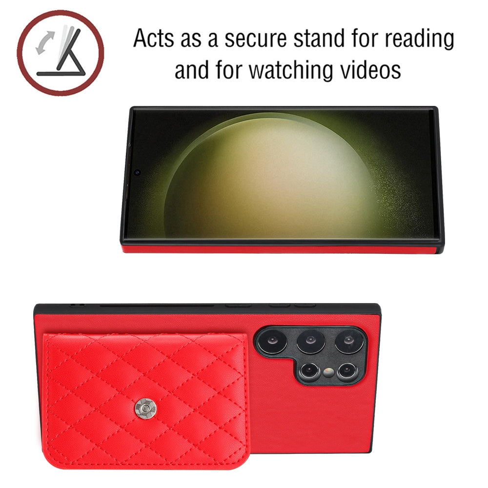 Samsung Galaxy S24 Ultra 5G Leather Case with Card Holder & RFID Protection, Long Lanyard Included