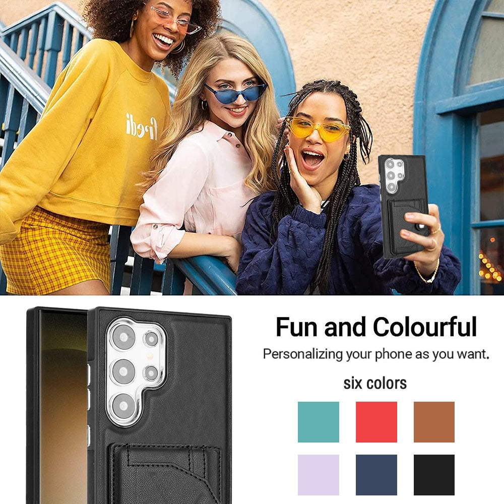 Samsung Galaxy S24 Ultra 5G Shockproof Leather Phone Case with Card Holder - Stylish, Durable, and Convenient