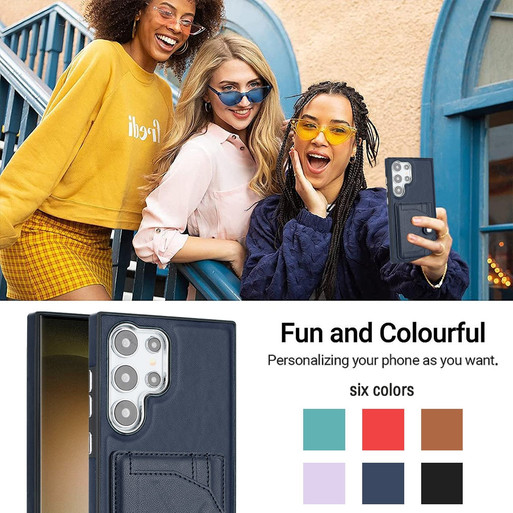 Samsung Galaxy S24 Ultra 5G Shockproof Leather Phone Case with Card Holder - Stylish, Durable, and Convenient