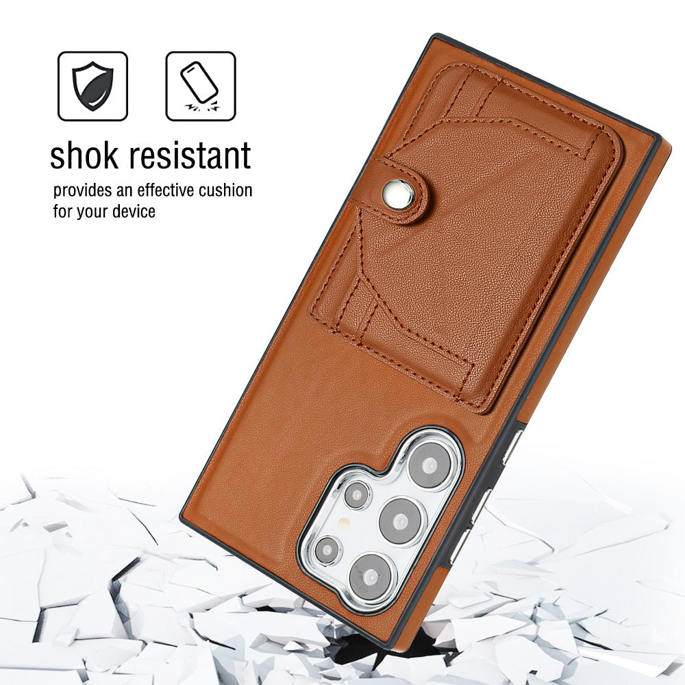 Samsung Galaxy S24 Ultra 5G Shockproof Leather Phone Case with Card Holder - Stylish, Durable, and Convenient