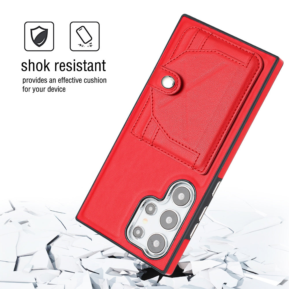 Samsung Galaxy S24 Ultra 5G Shockproof Leather Phone Case with Card Holder - Stylish, Durable, and Convenient