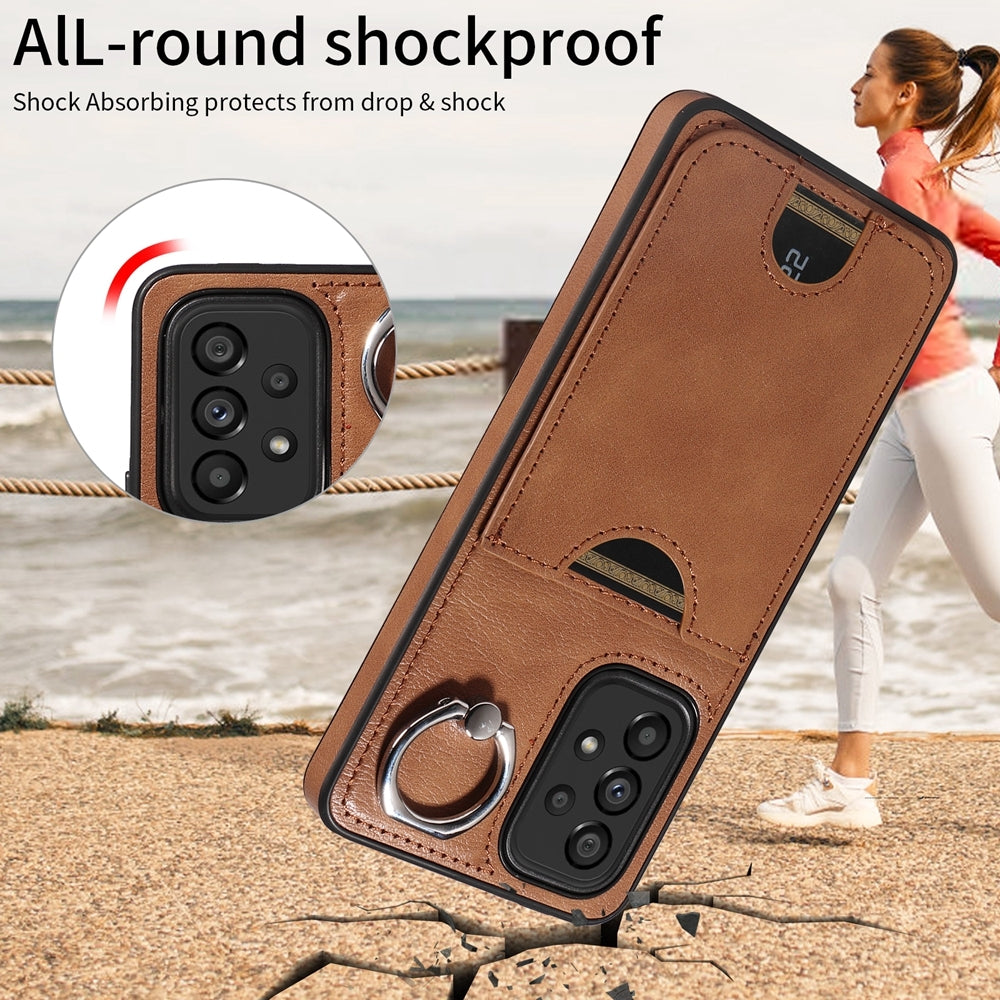Samsung Galaxy A53 5G Calf Texture Phone Case with Card Slot & Ring Holder - Durable & Stylish Protection