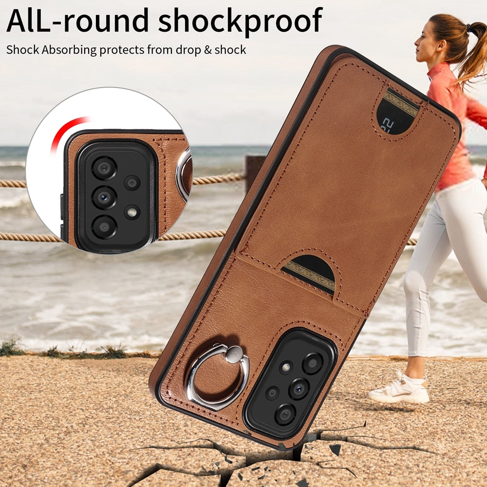 Samsung Galaxy A33 5G Calf Texture Phone Case with Card Slot & Ring Holder - Durable & Stylish Protection