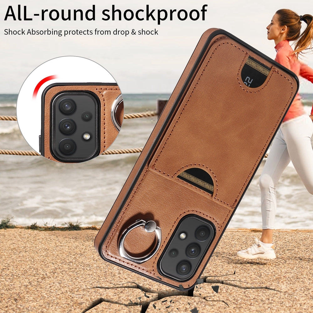 Samsung Galaxy A32 4G Calf Texture Phone Case with Card Slot & Ring Holder - Durable & Stylish Protection
