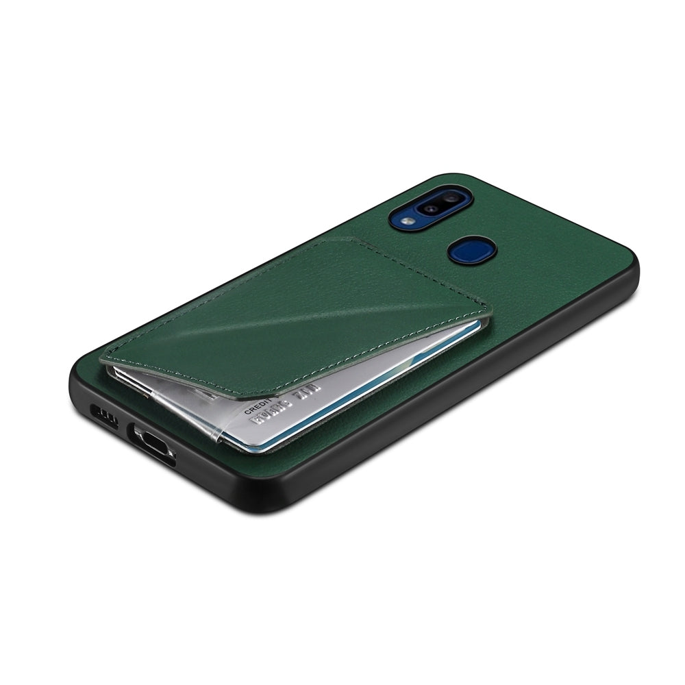 Samsung Galaxy A20 Calf Texture Leather Case with Dual Card Slots and Stand Function