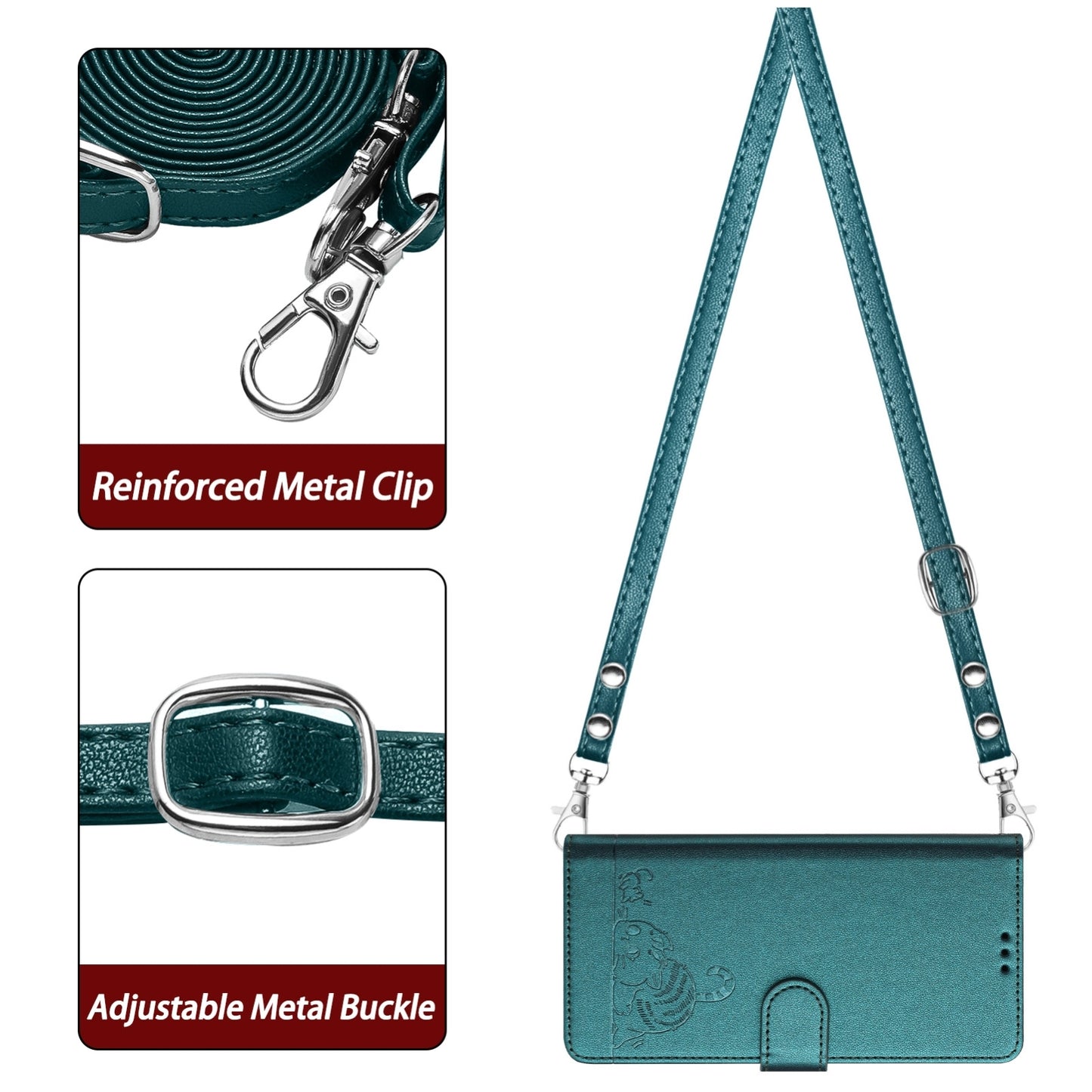 Blackview Shark 8 Leather Phone Case with Cat and Rat Embossed Pattern, RFID Protection, Card Holder Slots, Anti-fall Feature & Lanyard