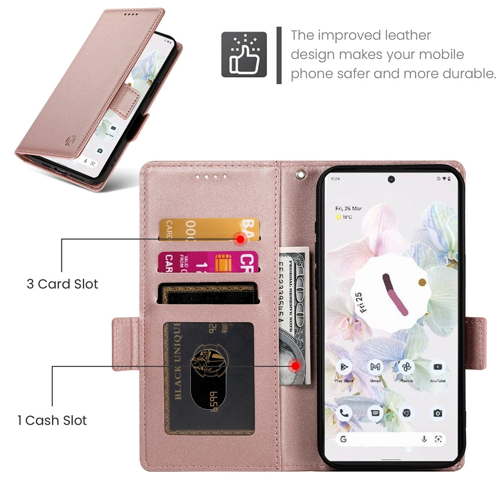 Google Pixel 7 Pro Wallet Case - Luxury Magnetic PU Leather Flip Cover with Card Slots, Stand & Shockproof Protection
