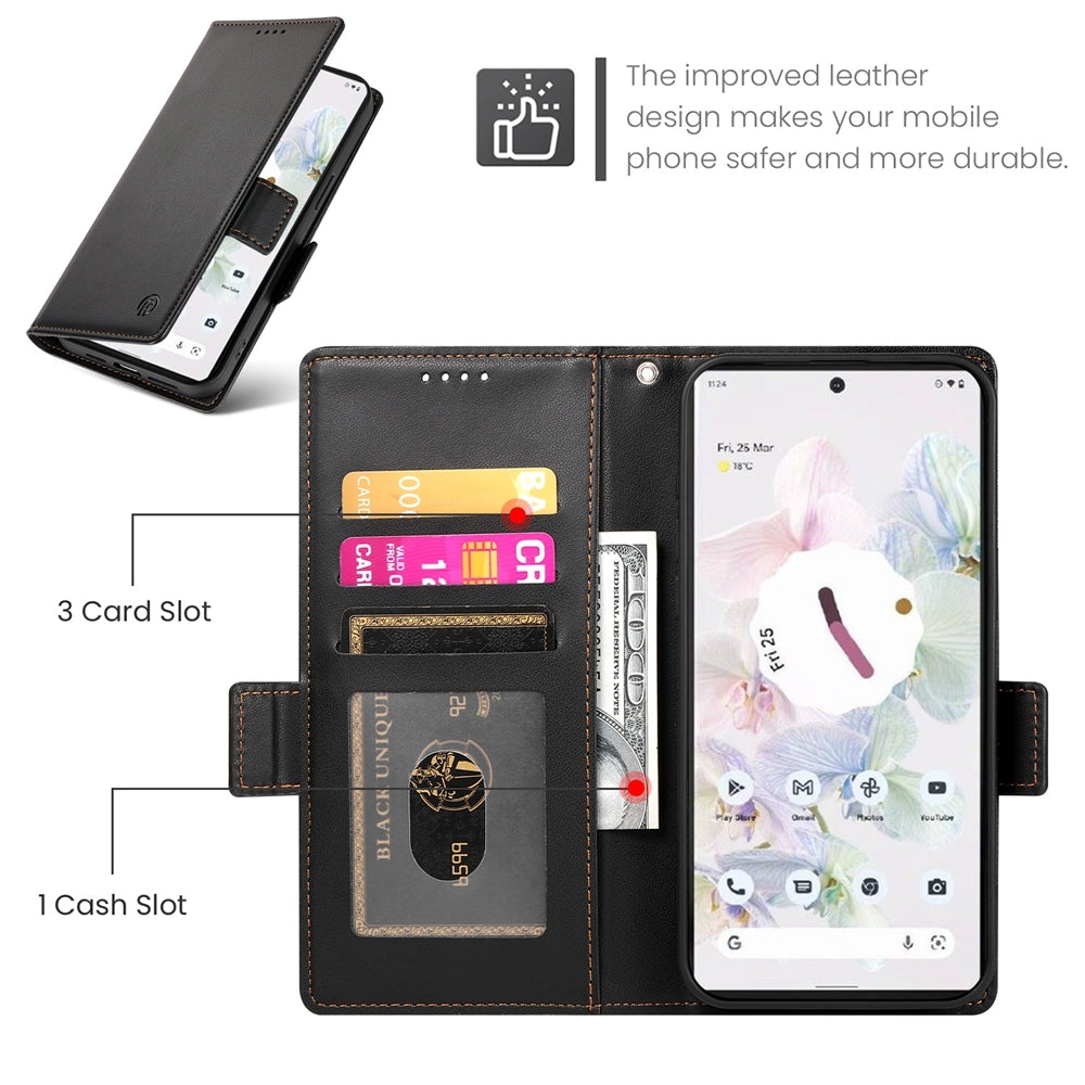 Google Pixel 7 Pro Wallet Case - Luxury Magnetic PU Leather Flip Cover with Card Slots, Stand & Shockproof Protection