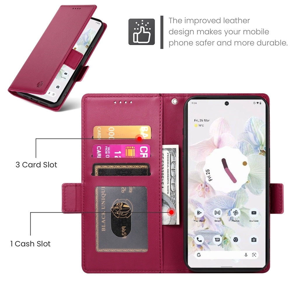 Google Pixel 7 Pro Wallet Case - Luxury Magnetic PU Leather Flip Cover with Card Slots, Stand & Shockproof Protection