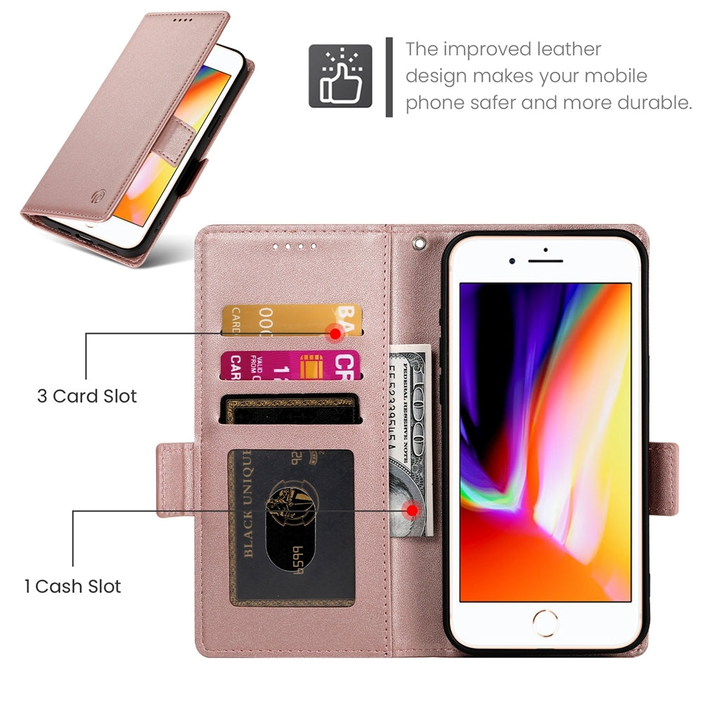 iPhone 8 Plus Wallet Case - Luxury Magnetic PU Leather Flip Cover with Card Slots, Stand & Shockproof Protection