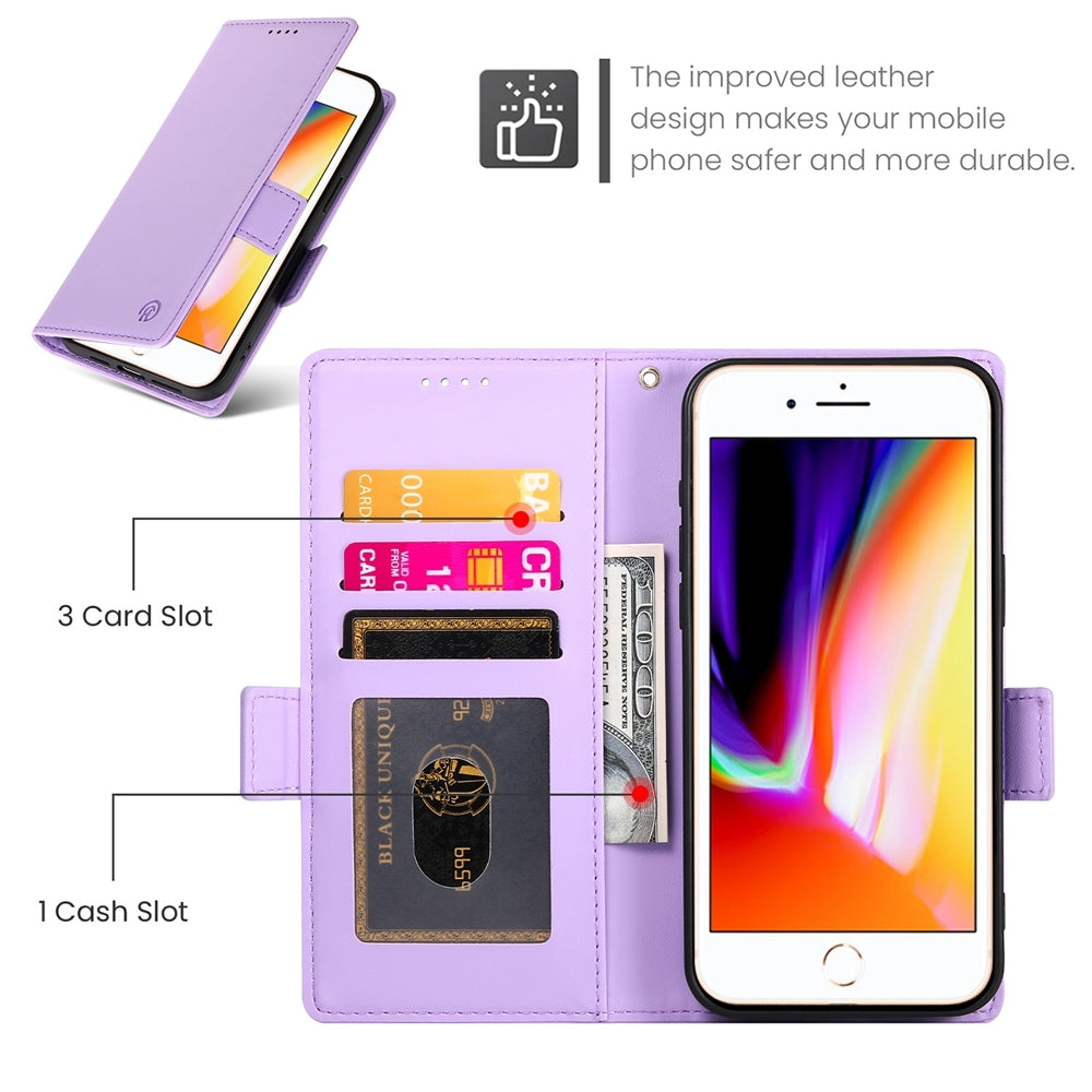 iPhone 8 Plus Wallet Case - Luxury Magnetic PU Leather Flip Cover with Card Slots, Stand & Shockproof Protection