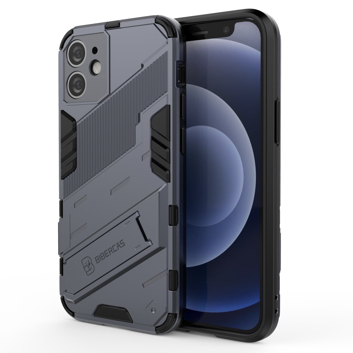 iPhone 12 mini Shockproof Phone Case - Punk Armor 2-in-1 PC + TPU with Invisible Holder