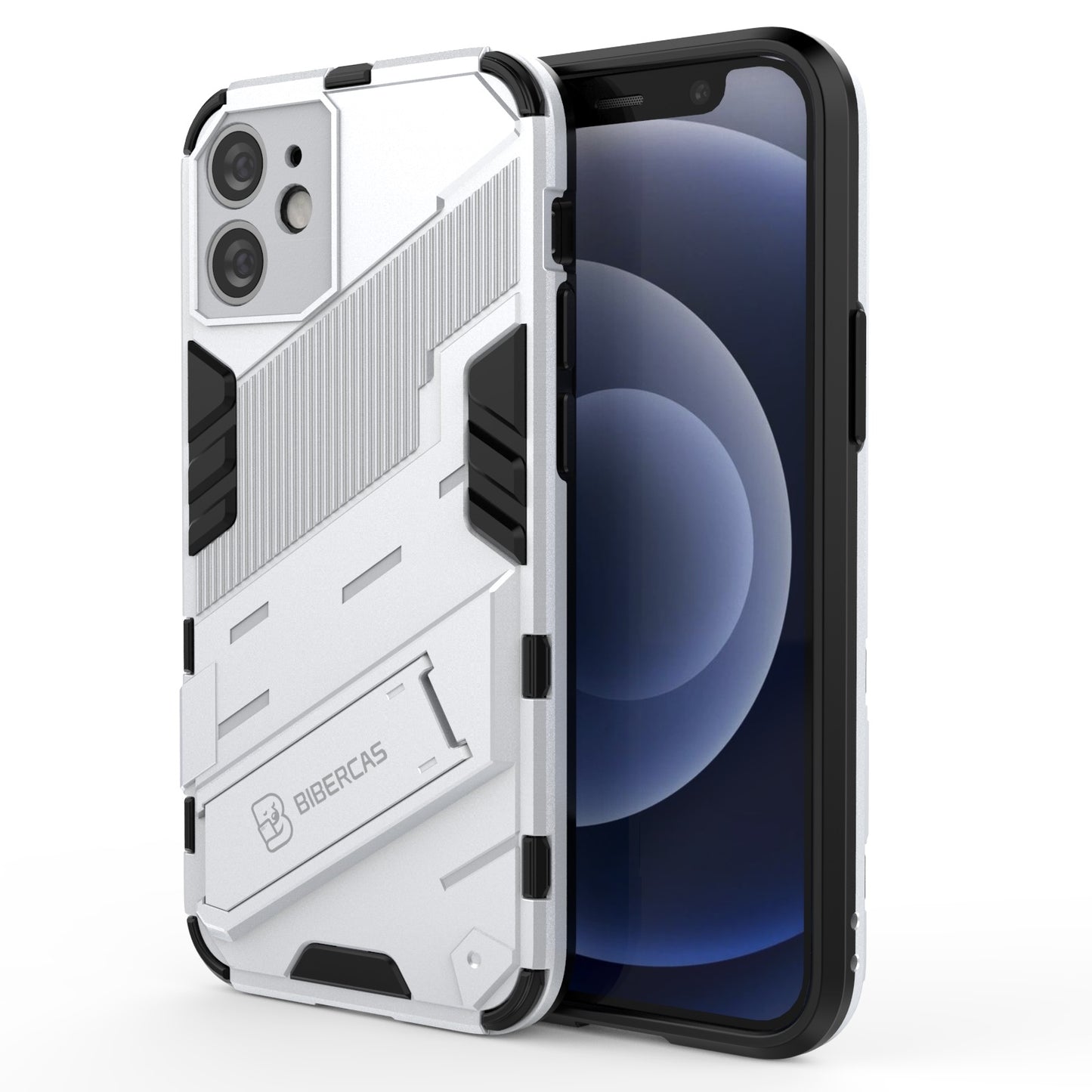 iPhone 12 mini Shockproof Phone Case - Punk Armor 2-in-1 PC + TPU with Invisible Holder